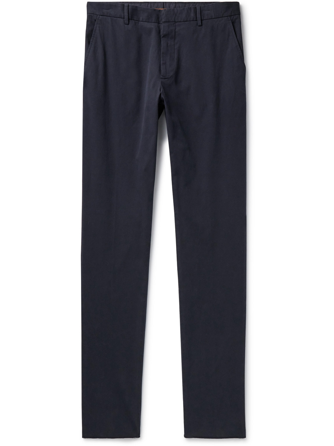 Zegna Slim-fit Straight-leg Stretch-cotton Twill Trousers In Blue