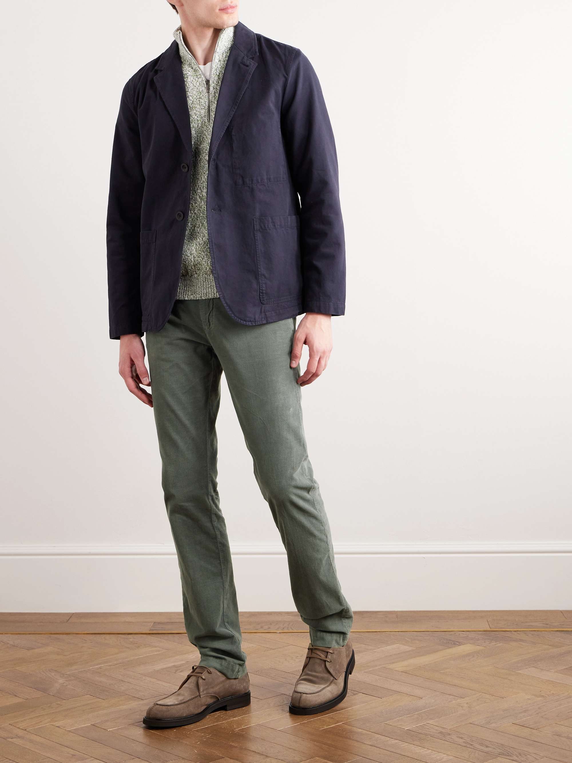 MASSIMO ALBA Straight-Leg Pleated Cotton-Corduroy Suit Trousers for Men ...
