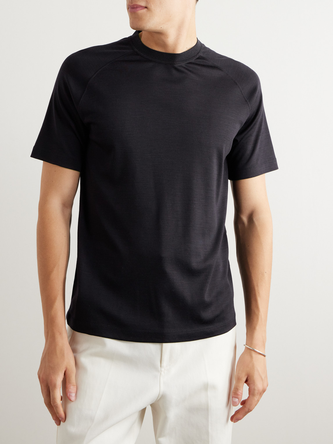 Zegna T-shirt In Brown Wool In Blue