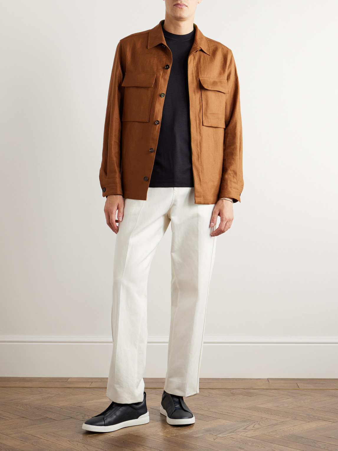 Zegna T-shirt In Brown Wool In Blue