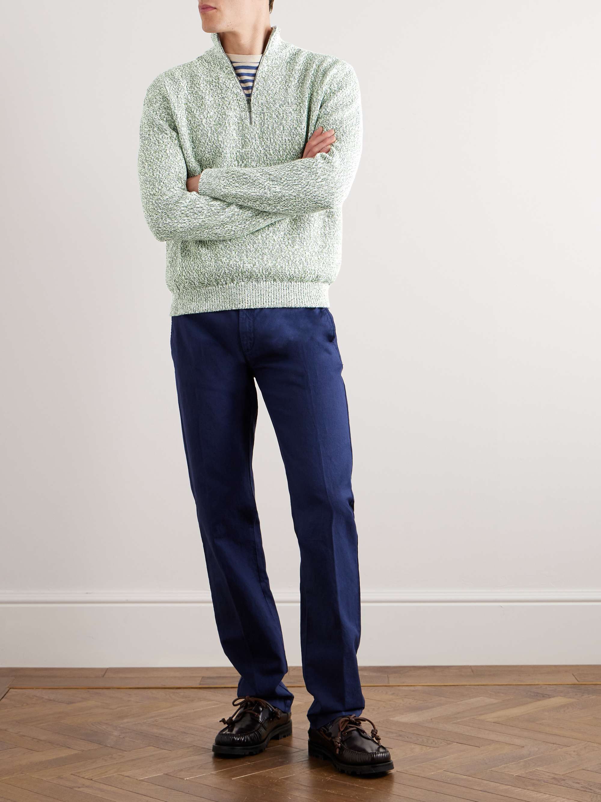 MASSIMO ALBA Ribbed Cotton Half-Zip Sweater