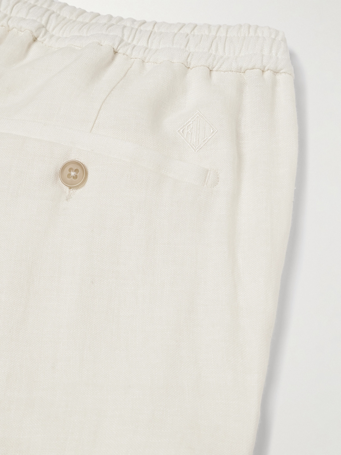 Shop Ralph Lauren Purple Label Straight-leg Linen Drawstring Trousers In White
