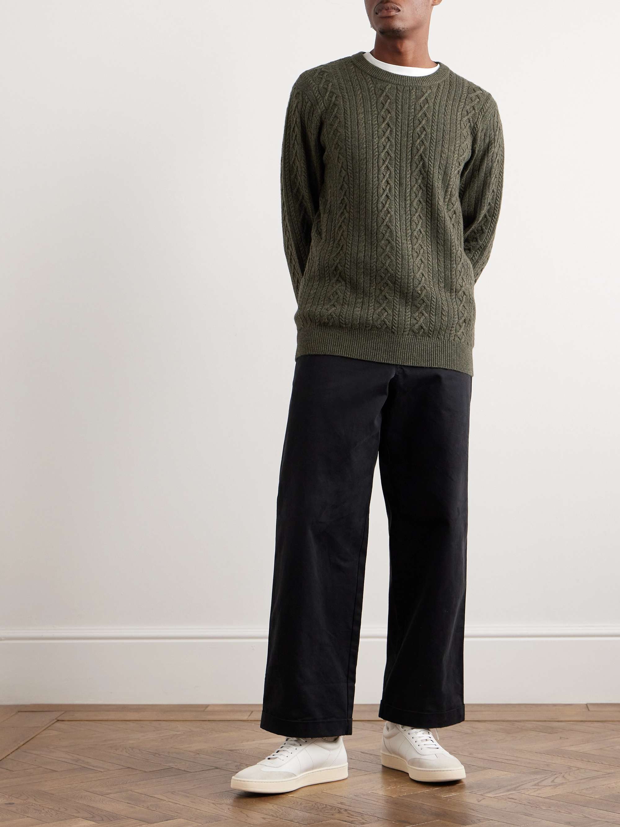 PETER MILLAR Ridge Cable-Knit Wool, Yak and Cashmere-Blend Sweater for ...