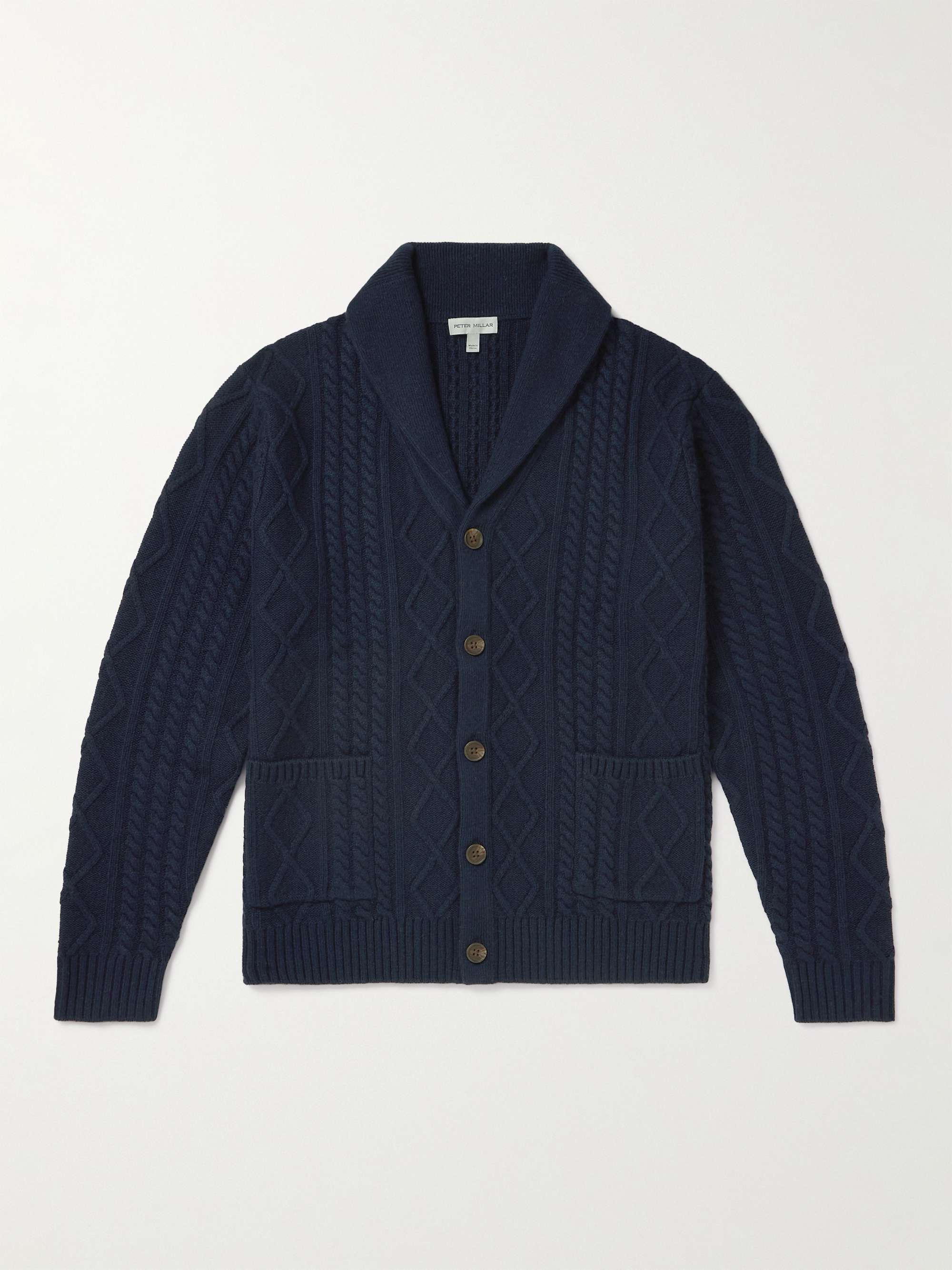PETER MILLAR Shawl-Collar Cable-Knit Wool, Yak and Cashmere-Blend ...