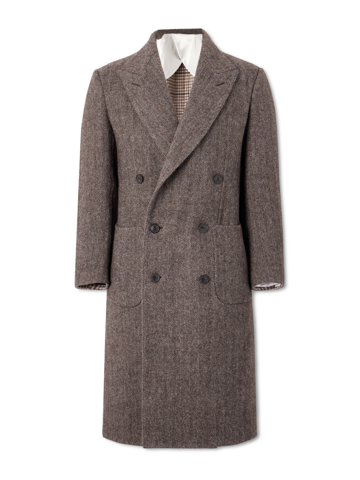 Town and Country Double-Breasted Herringbone Wool Coat