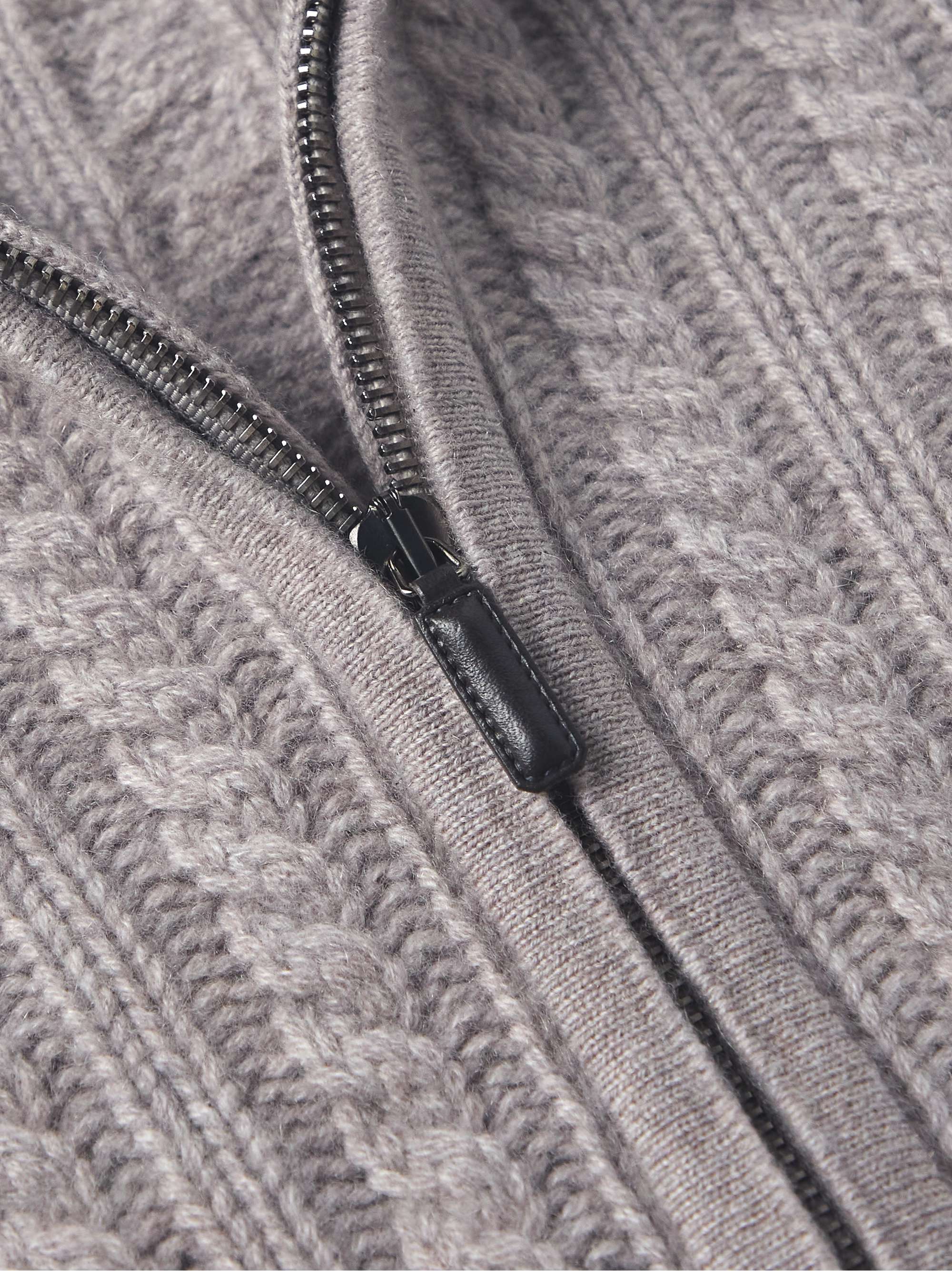 PURDEY Cable-Knit Cashmere Zip-Up Cardigan