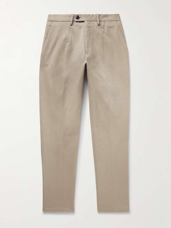 mrporter.com | Tapered Brushed Cotton-Blend Twill Trousers