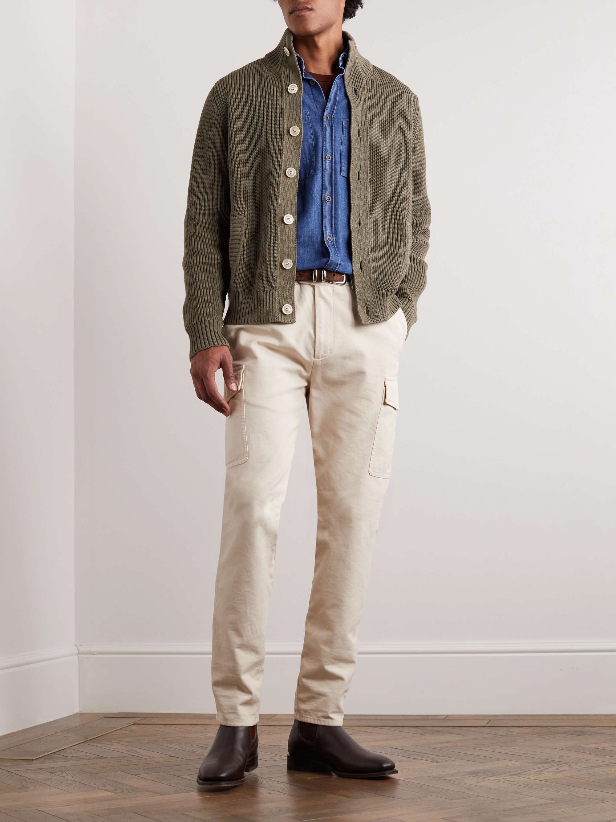 PURDEY Ribbed Cotton Cardigan