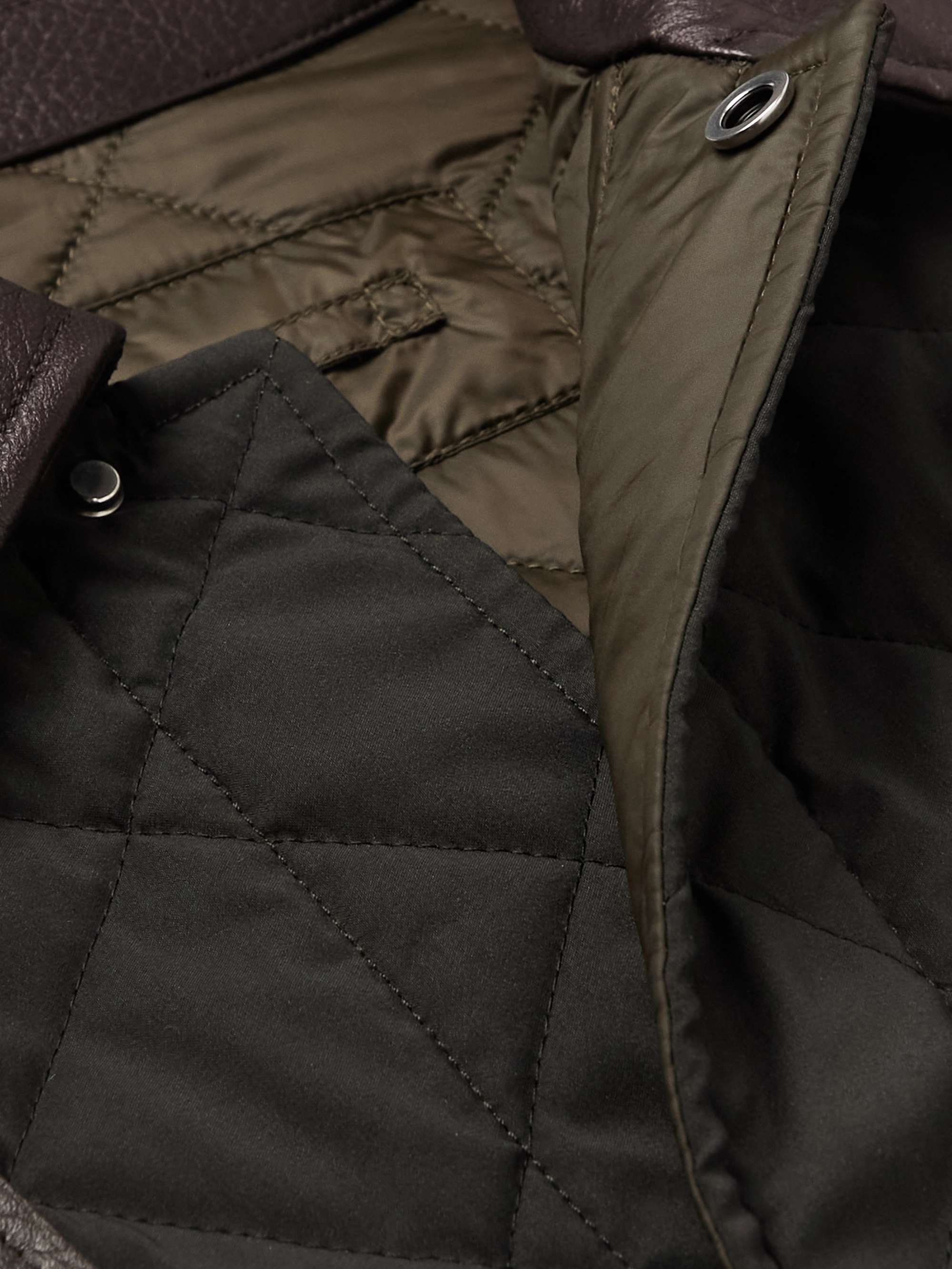 PURDEY Leather-Trimmed Quilted Virgin Wool-Blend and Shell Jacket