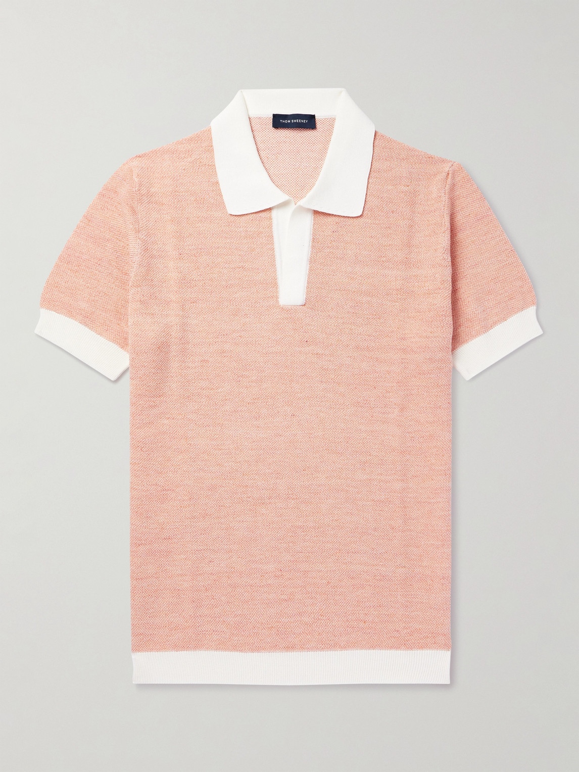 THOM SWEENEY COTTON AND LINEN-BLEND PIQUÉ POLO SHIRT