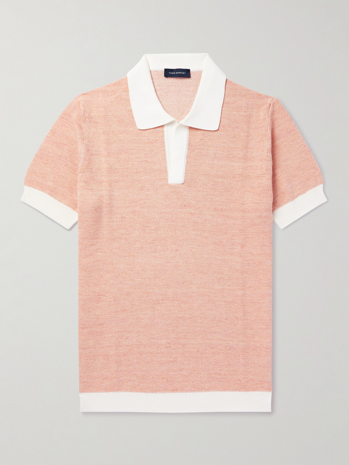 Thom Sweeney Cotton-blend Knit Polo Shirt In Orange