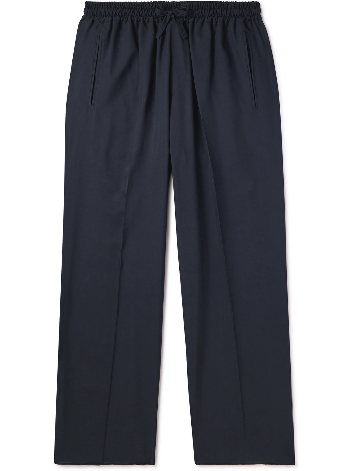 Straight-Leg Silk Drawstring Trousers