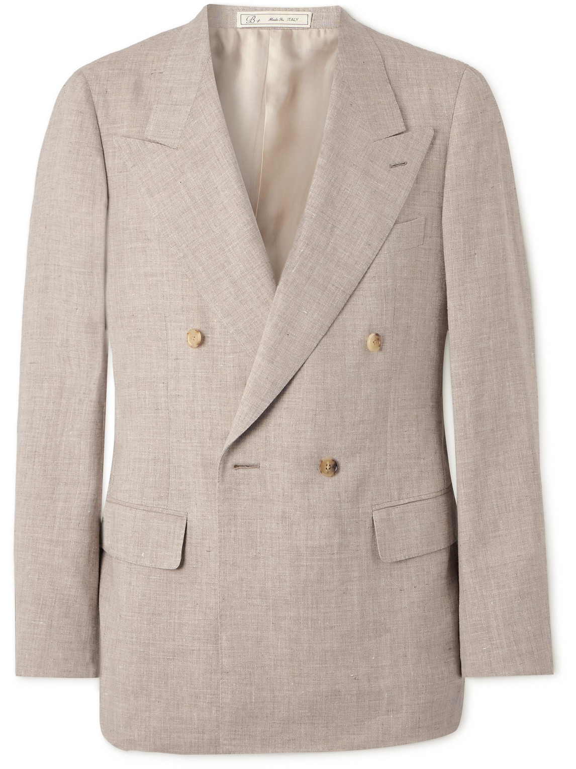 Double-Breasted Linen and Wool-Blend Blazer