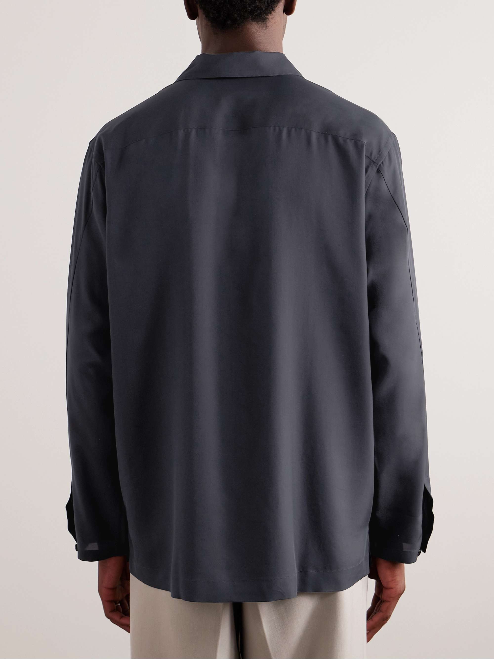 UMIT BENAN B+ Convertible-Collar Silk-Satin Shirt | MR PORTER