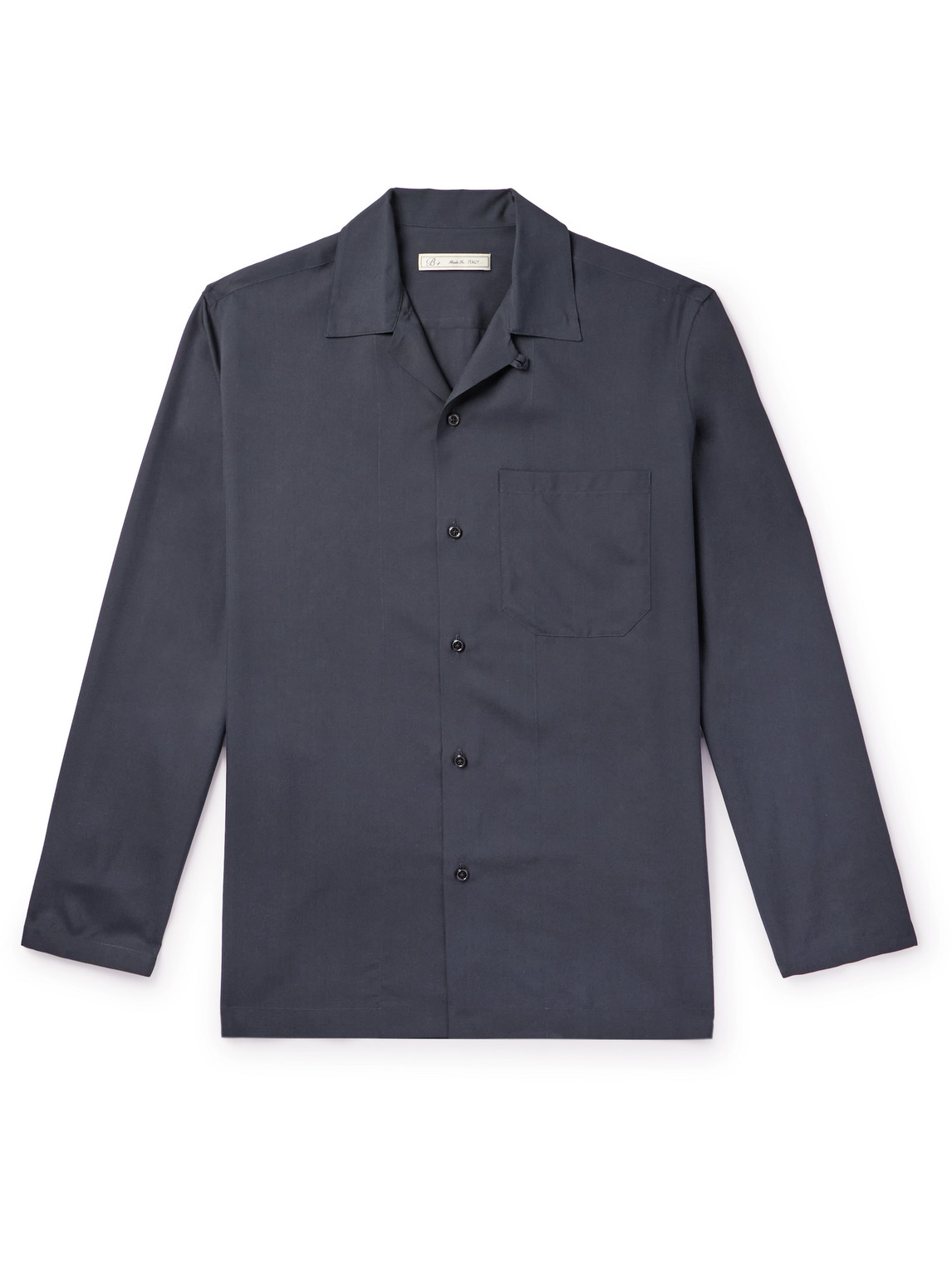 Umit Benan B+ Convertible-collar Silk-satin Shirt In Blue | ModeSens