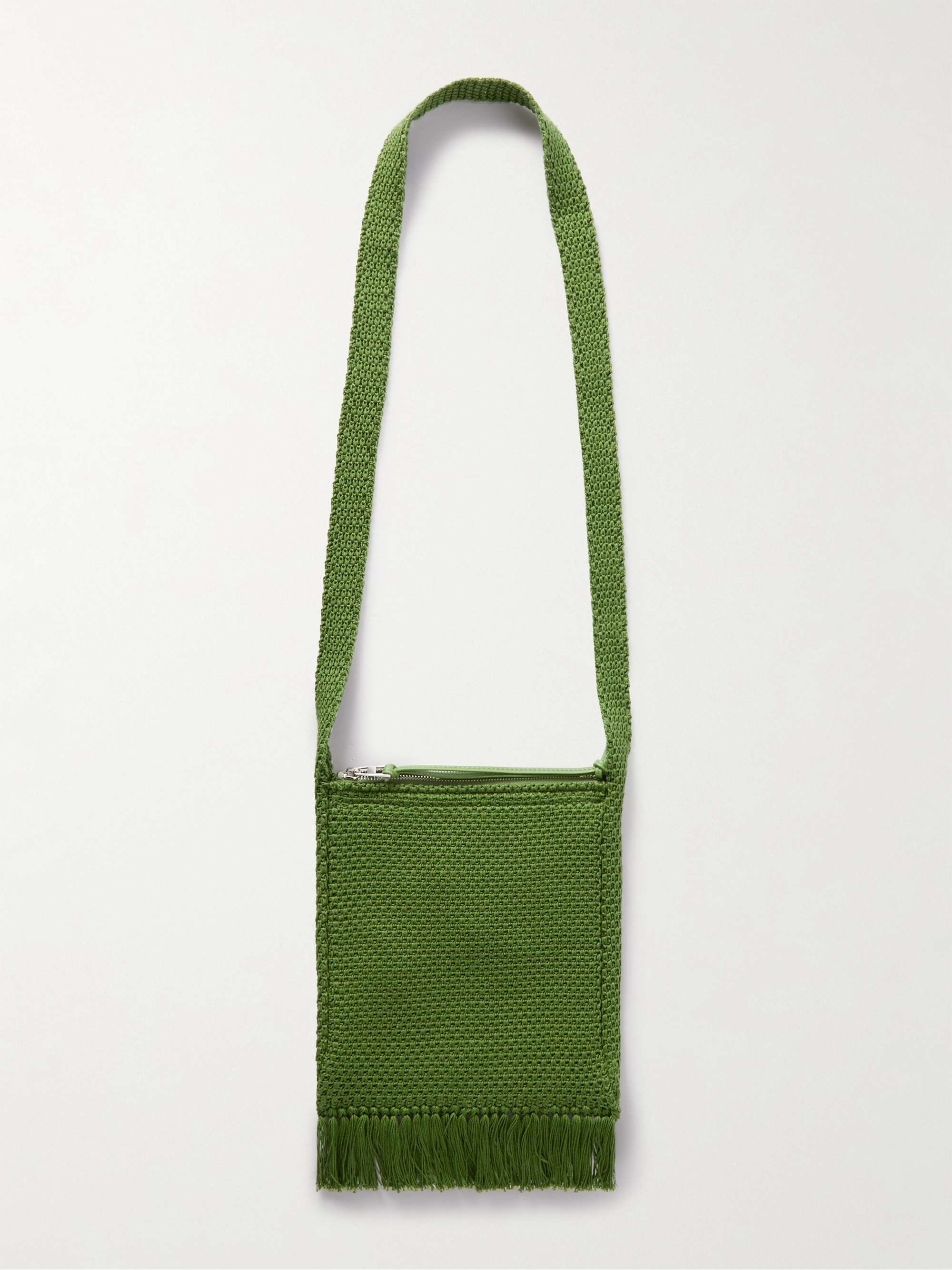 LOEWE + Paula's Ibiza Appliquéd Logo-Embroidered Fringed Crocheted Messenger Bag
