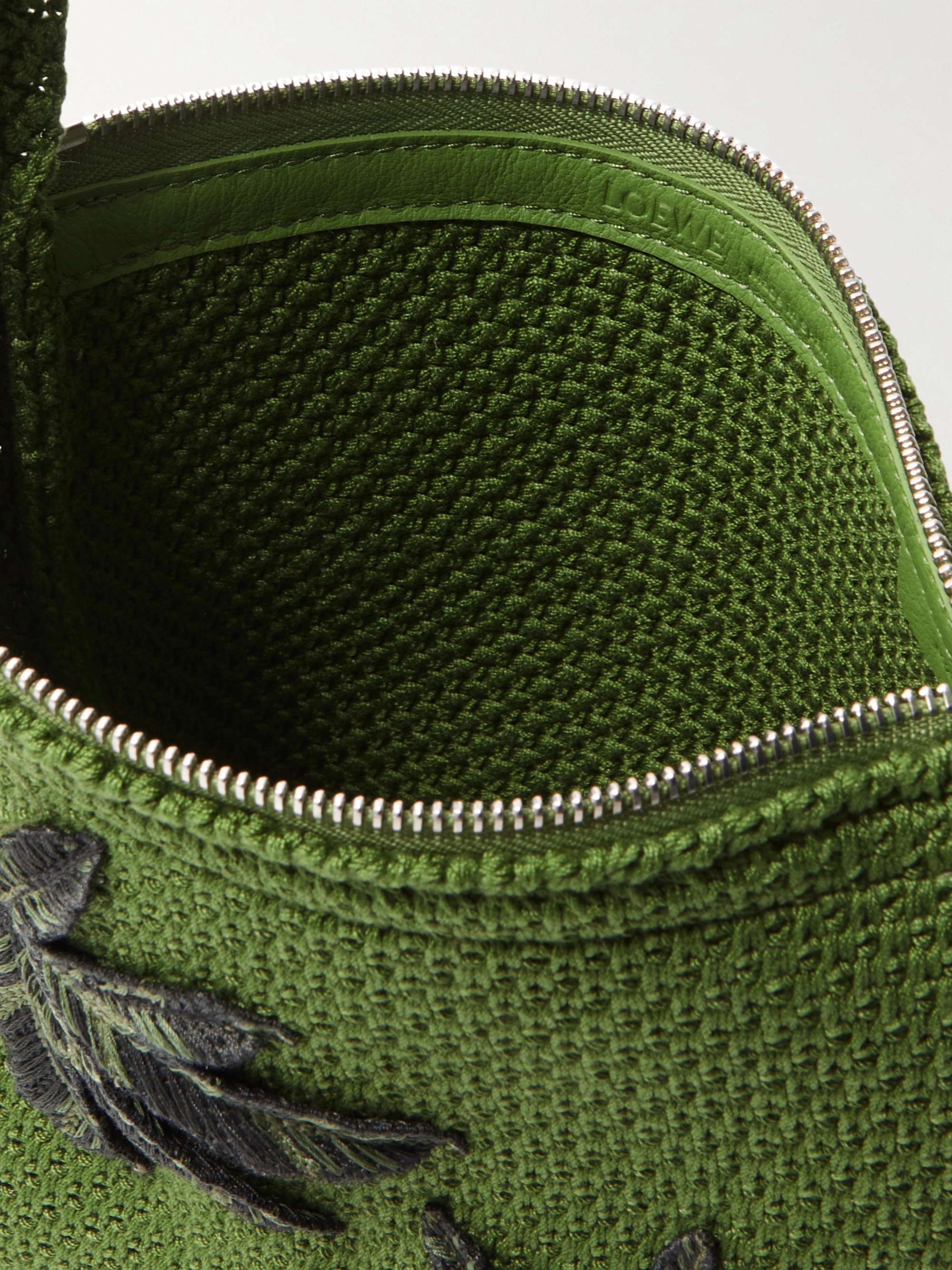 LOEWE + Paula's Ibiza Appliquéd Logo-Embroidered Fringed Crocheted Messenger Bag