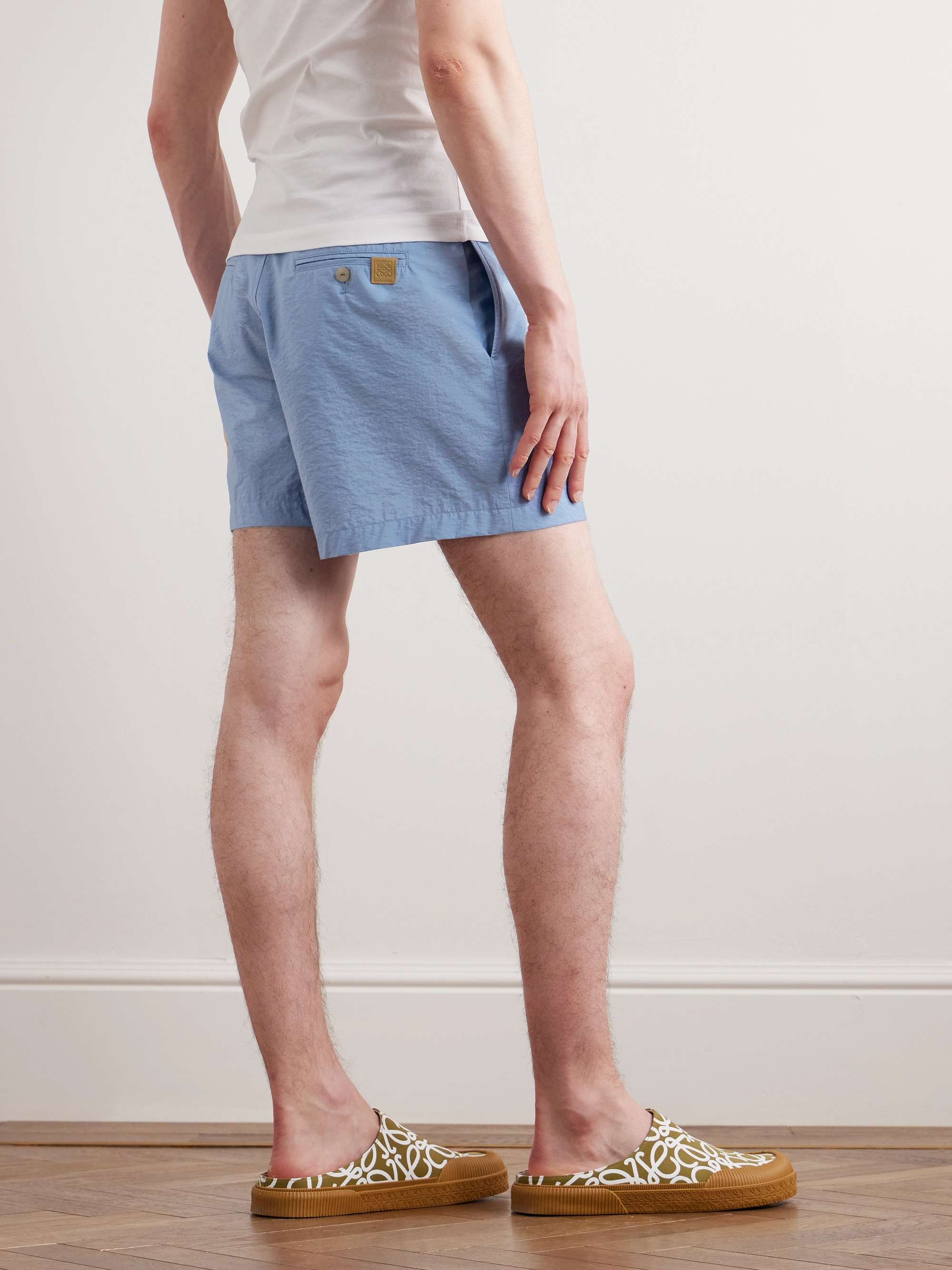 LOEWE + Paula's Ibiza Logo-Embroidered Straight-Leg Cotton-Jersey Drawstring Shorts