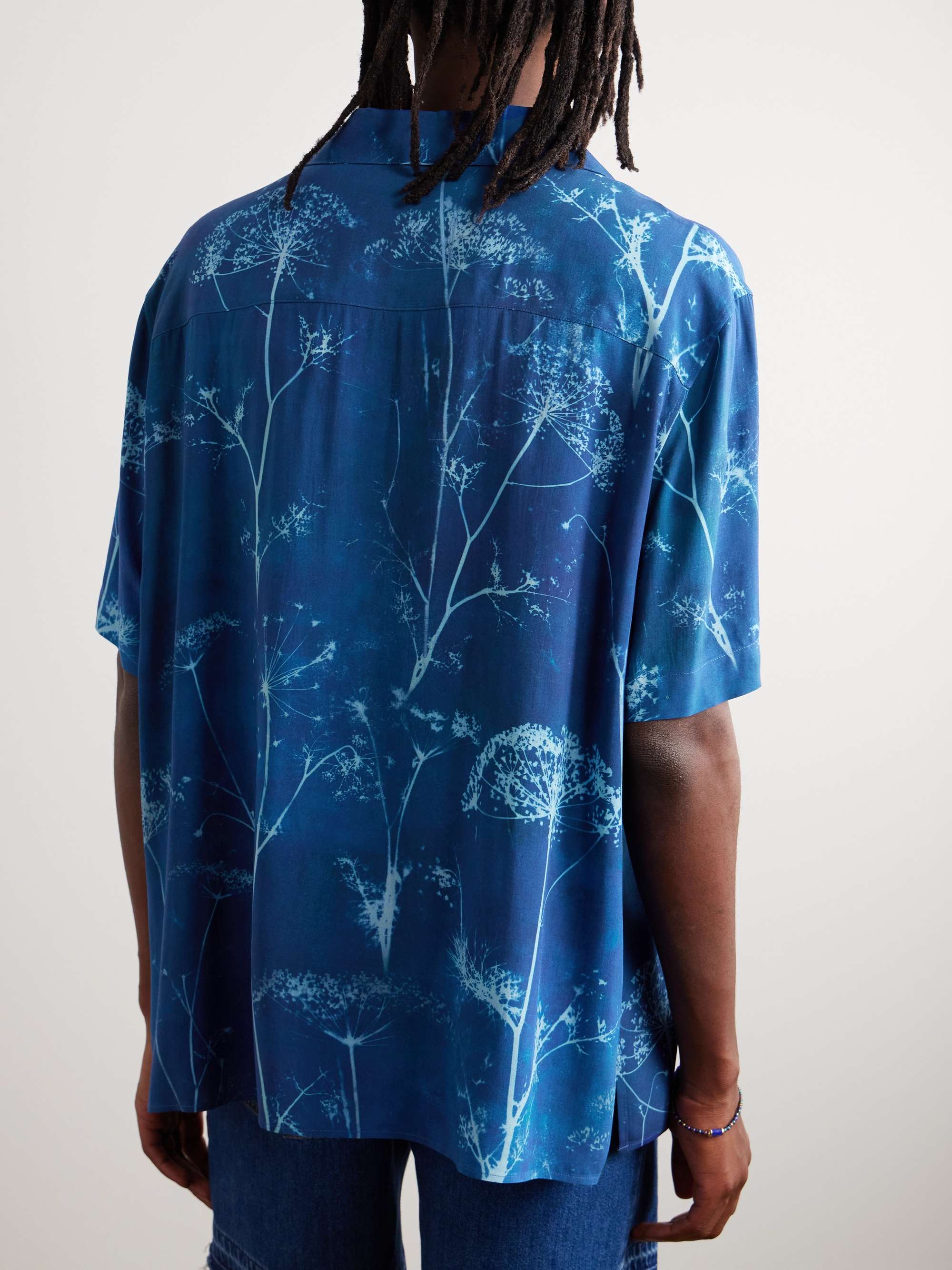 LOEWE + Paula's Ibiza Leather-Trimmed Printed Woven Shirt