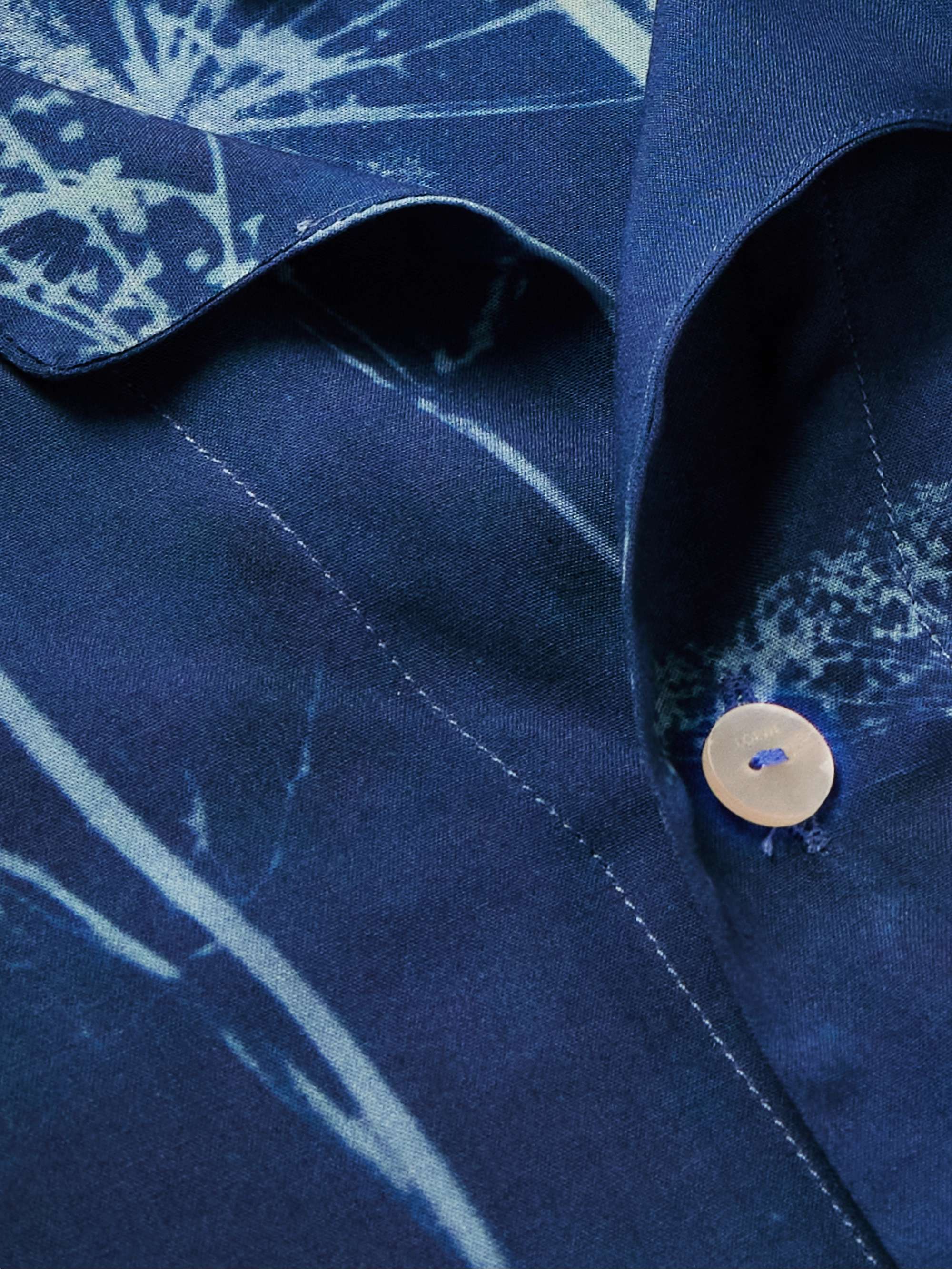 LOEWE + Paula's Ibiza Leather-Trimmed Printed Woven Shirt