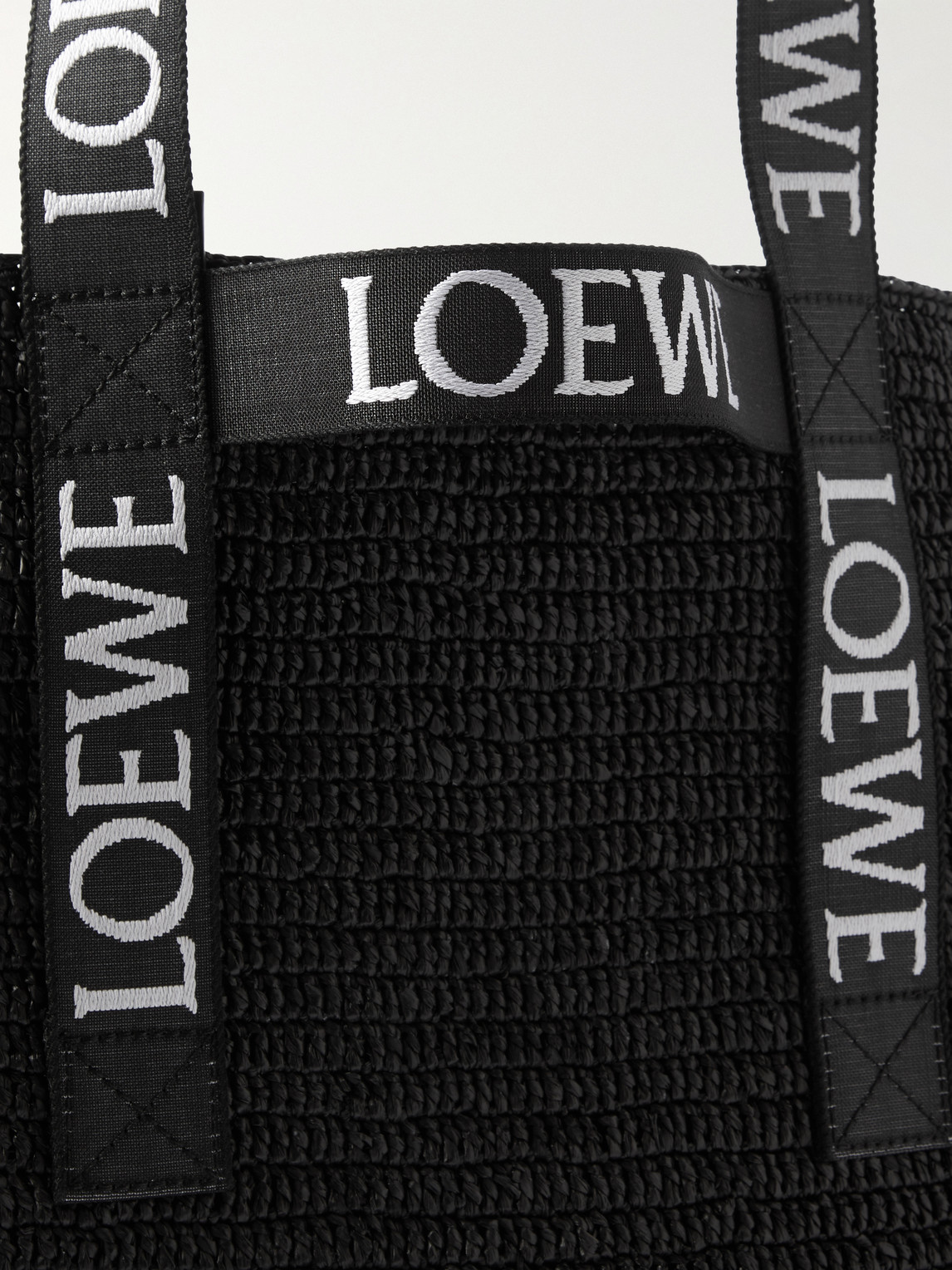 Shop Loewe Paula's Ibiza Canvas-trimmed Raffia Tote Bag In Black
