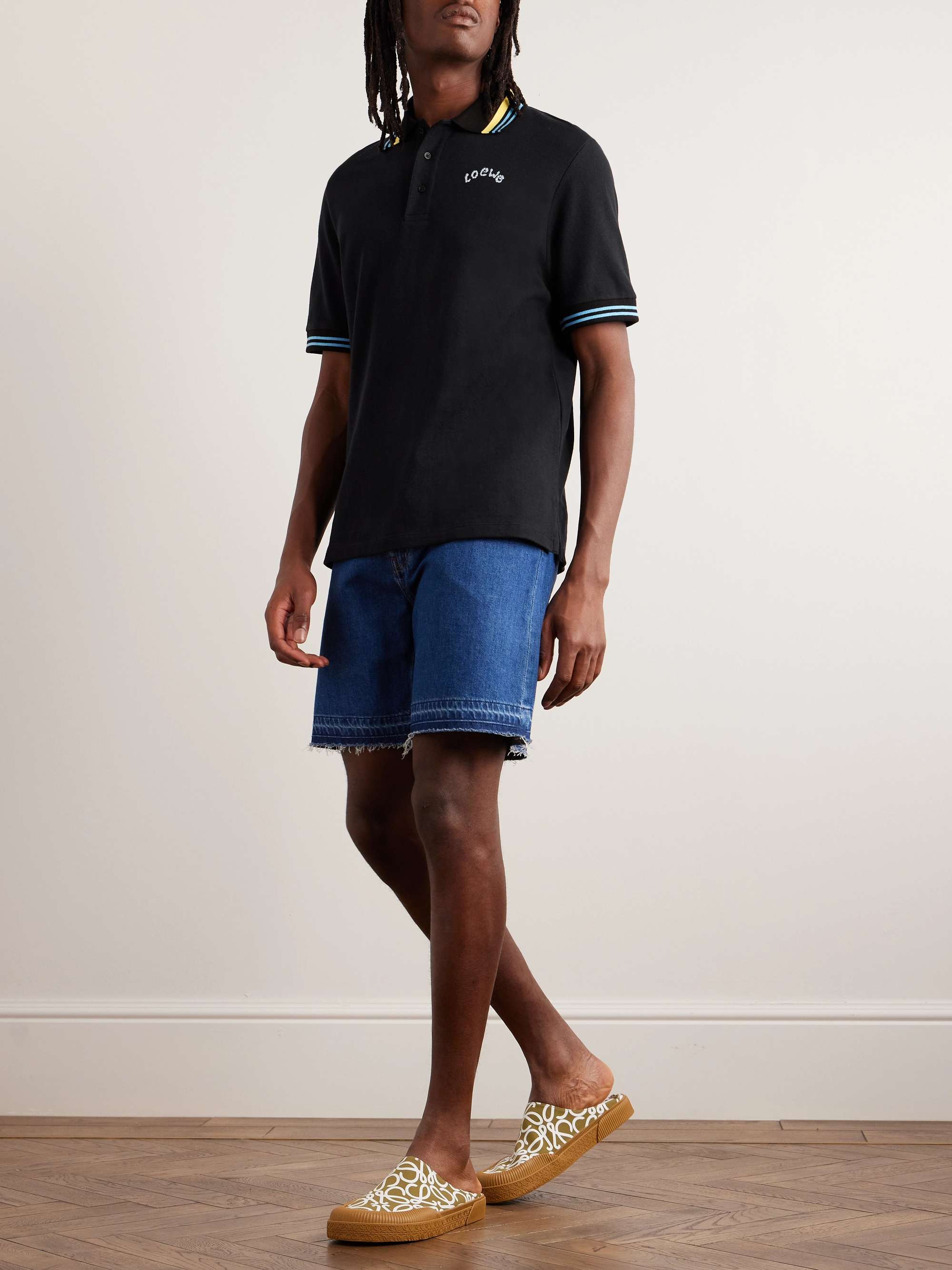 + Paula's Ibiza Logo-Embroidered Cotton and Linen-Blend Piqué Polo Shirt