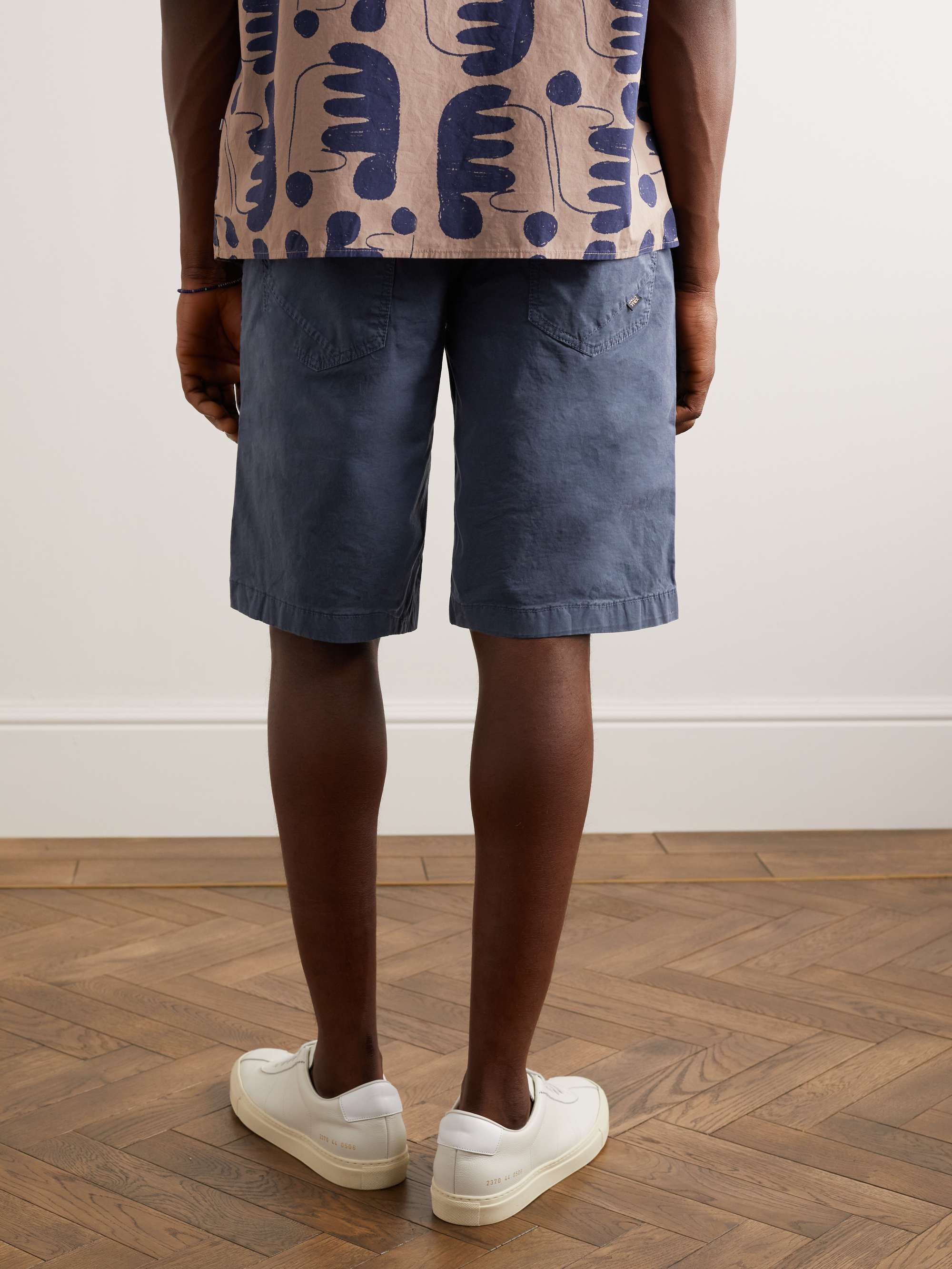 INCOTEX Straight-Leg Cotton-Blend Gabardine Shorts