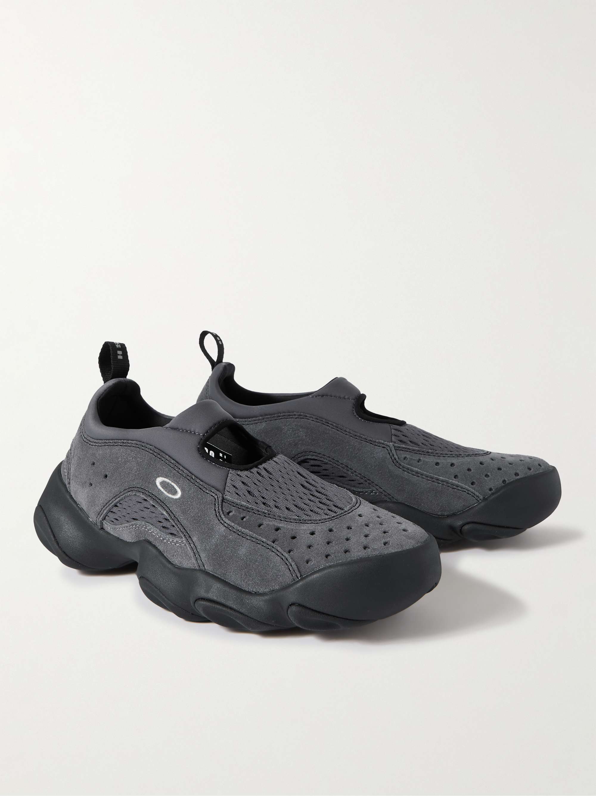 OAKLEY FACTORY Suede, Mesh and Stretch-Knit Slip-On Sneakers
