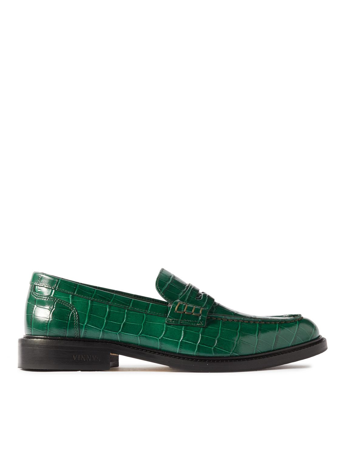 VINNY'S TOWNEE CROC-EFFECT LEATHER PENNY LOAFERS