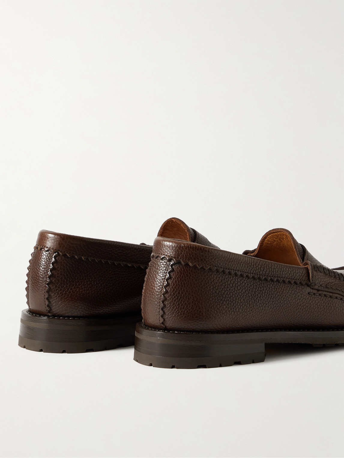 Shop Yuketen Rob's Full-grain Leather Penny Loafers In Brown