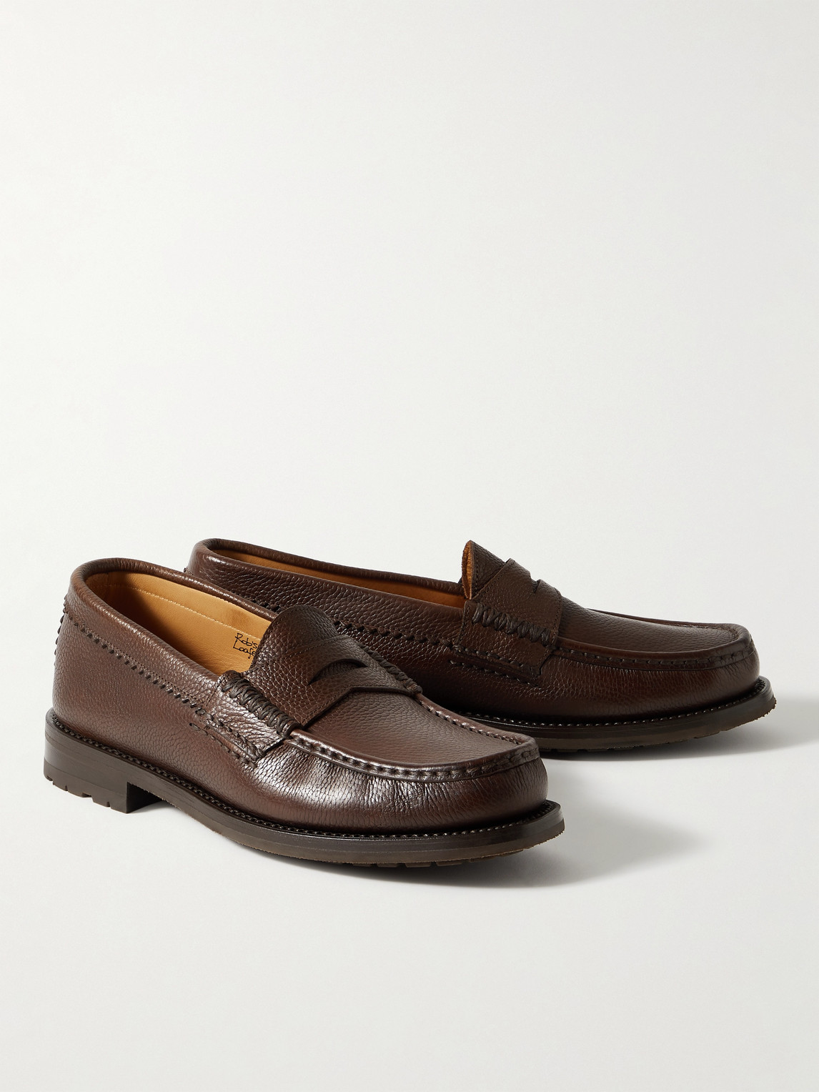 Shop Yuketen Rob's Full-grain Leather Penny Loafers In Brown