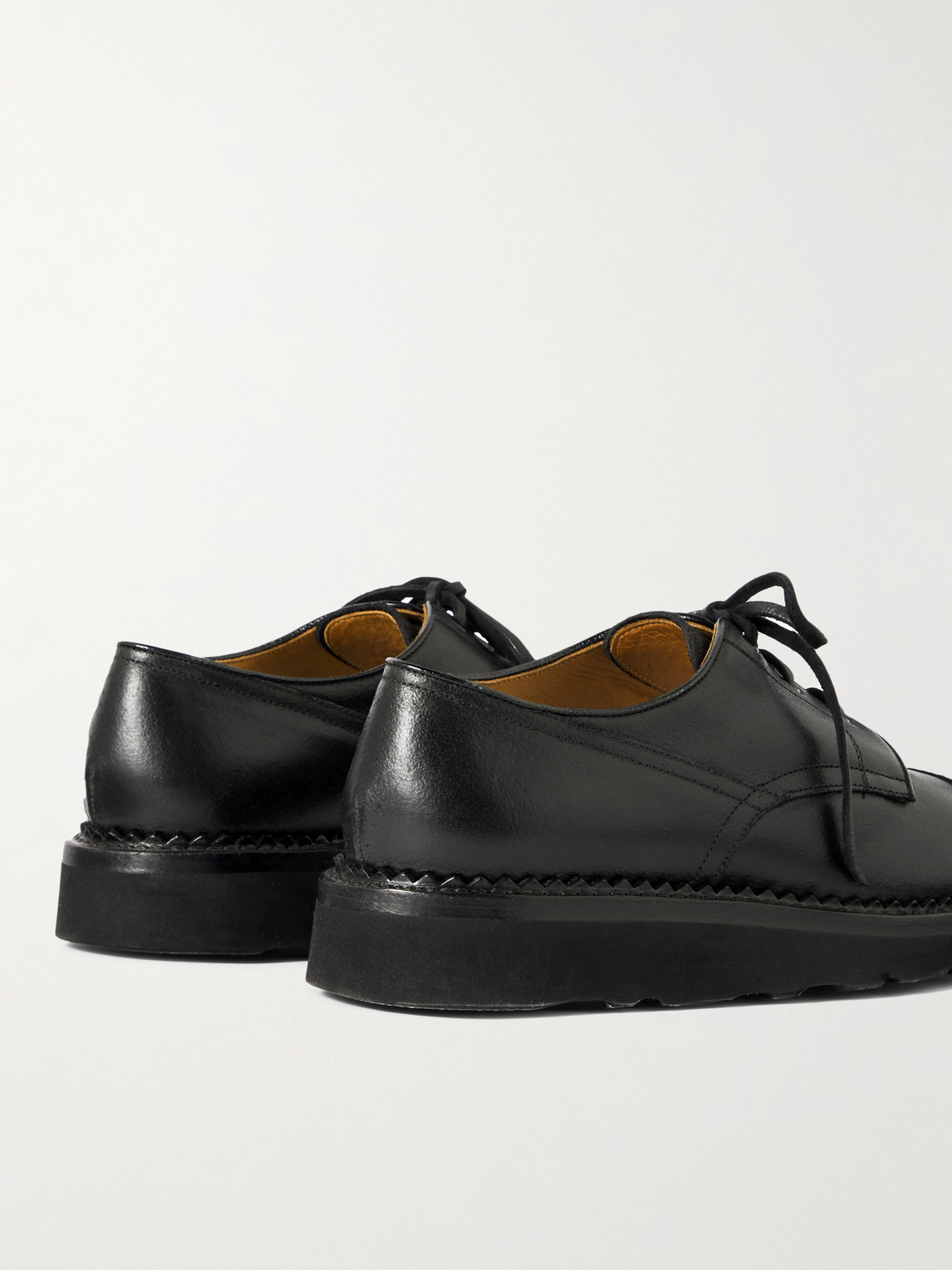 Shop Yuketen Leather Derby Shoes In Black