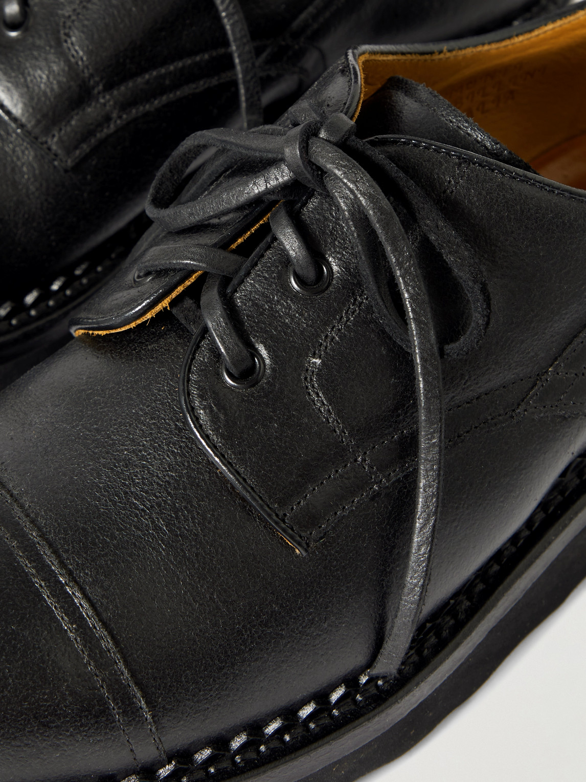 Shop Yuketen Leather Derby Shoes In Black