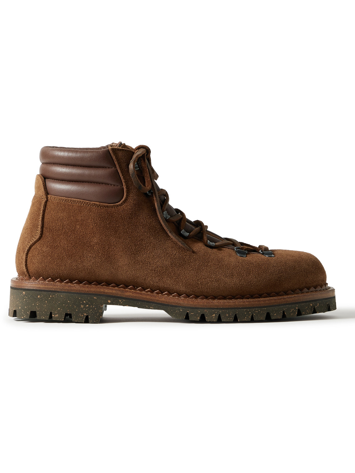 Yuketen Vittore Shearling-lined Leather-trimmed Suede Boots In Brown