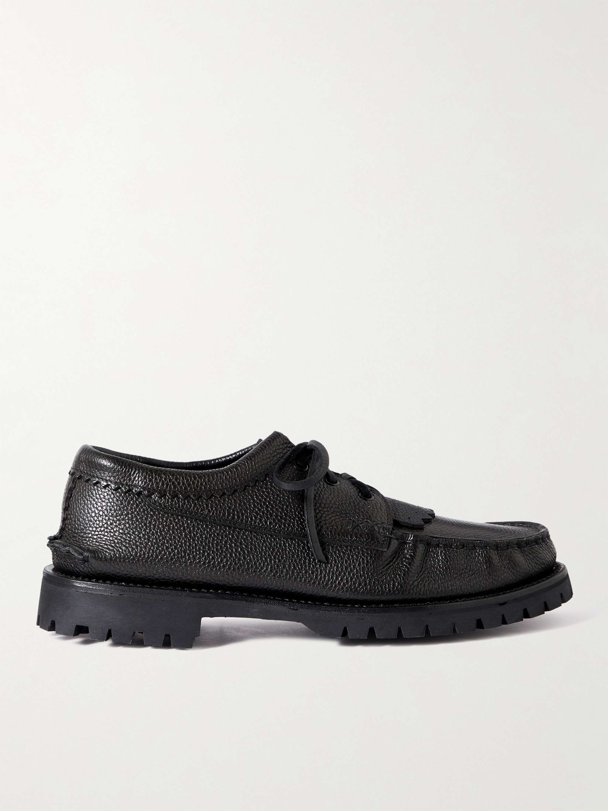 YUKETEN Fringed Full-Grain Leather Kiltie Boat Shoes for Men | MR PORTER