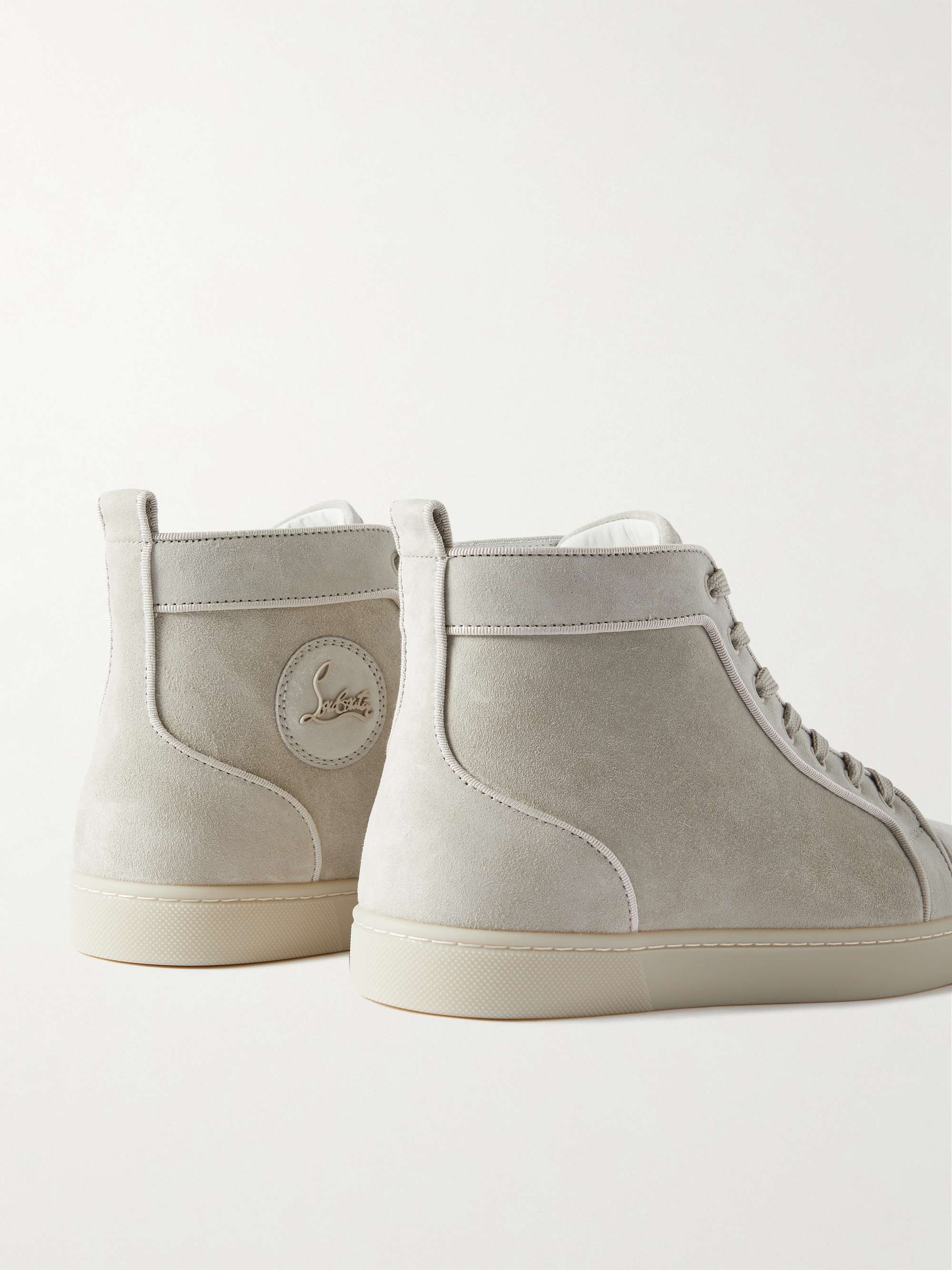 CHRISTIAN LOUBOUTIN Louis Orlato Grosgrain-Trimmed Suede High-Top Sneakers