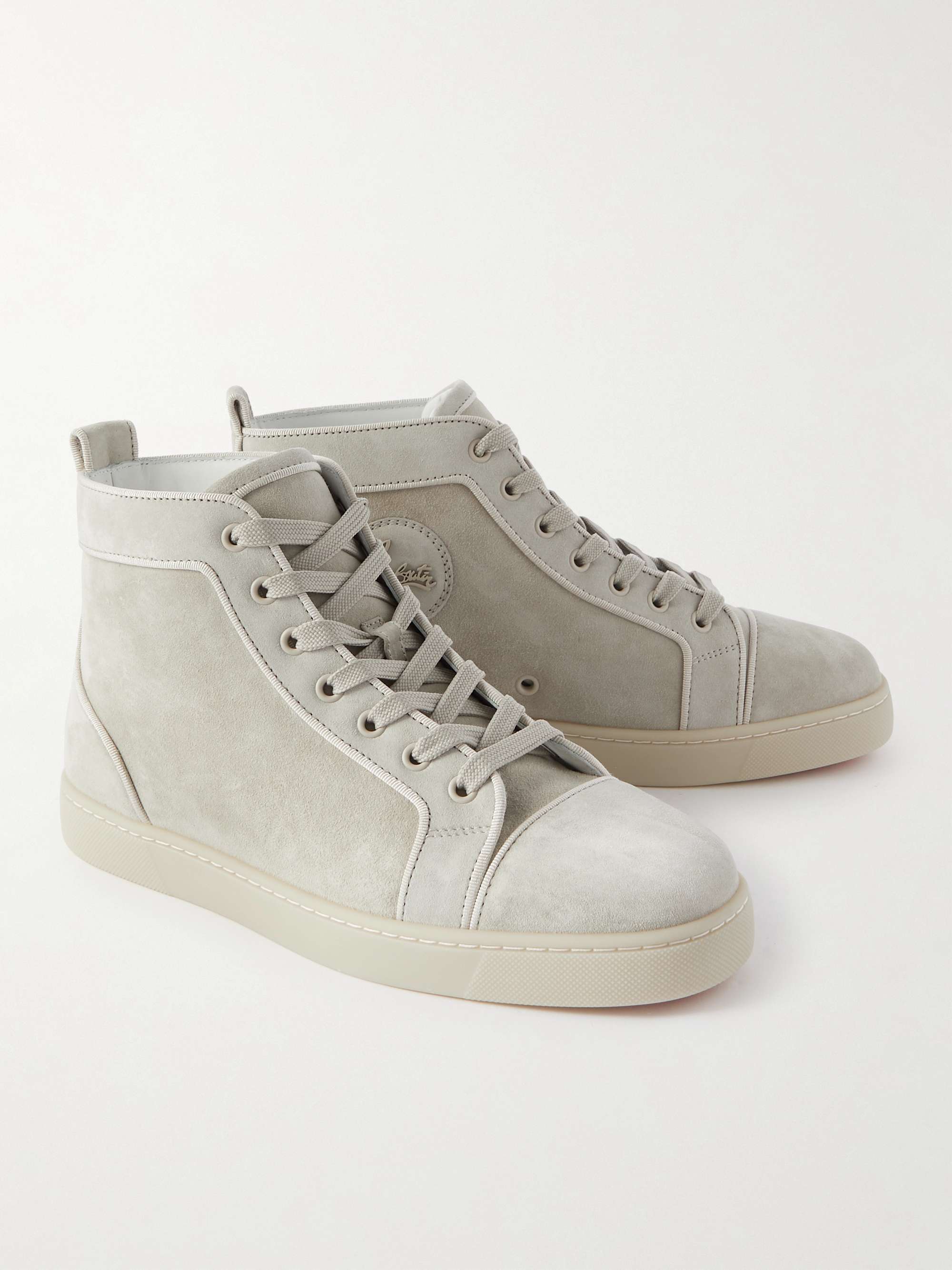 CHRISTIAN LOUBOUTIN Louis Orlato Grosgrain-Trimmed Suede High-Top Sneakers