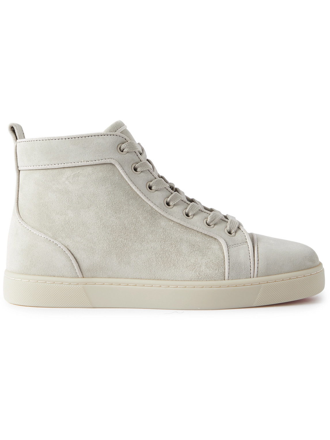 Christian Louboutin Louis Logo-embellished Suede High-top Sneakers In Gray