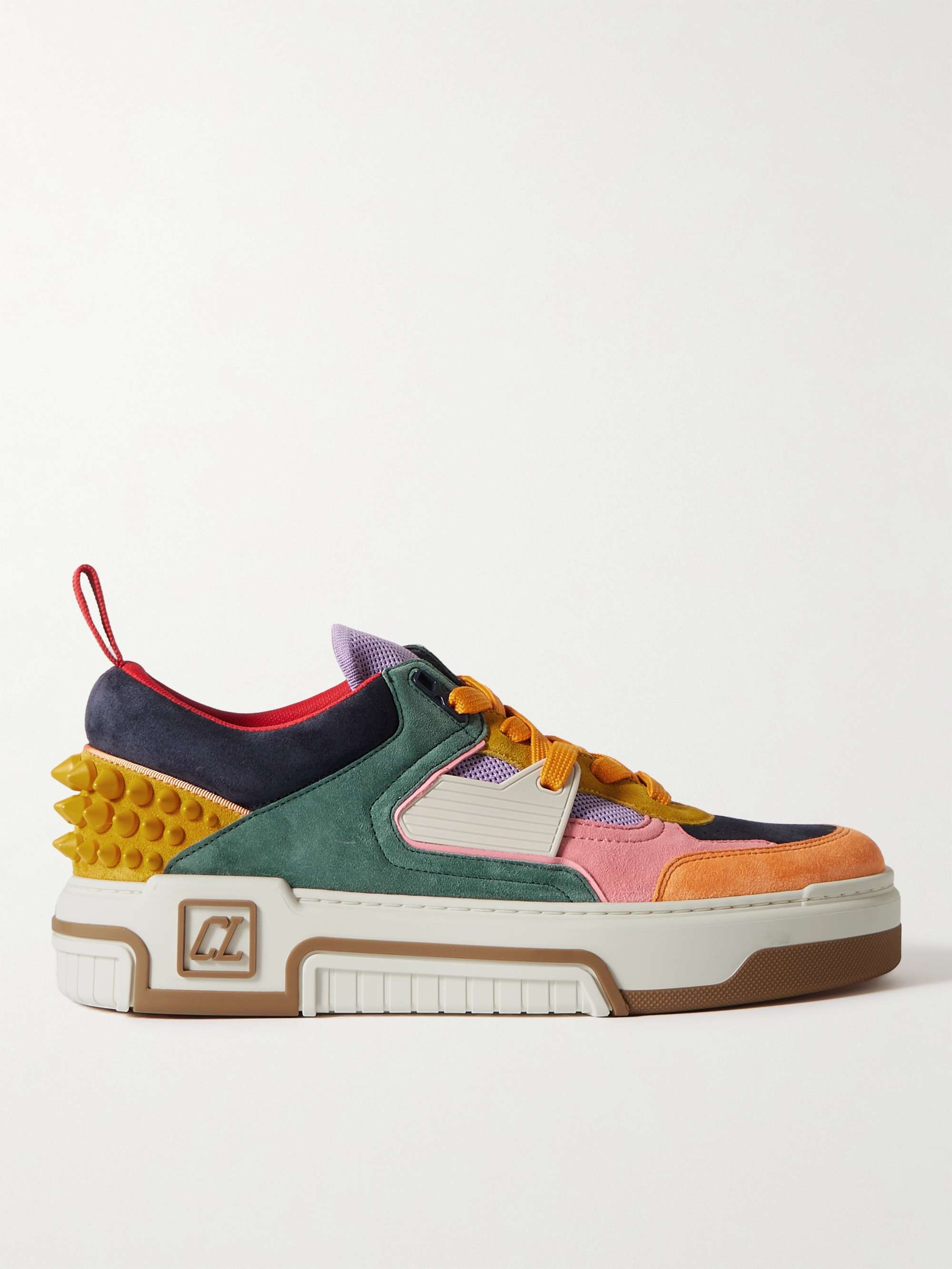 Christian Louboutin Astroloubi Spiked Leather and Mesh Sneakers