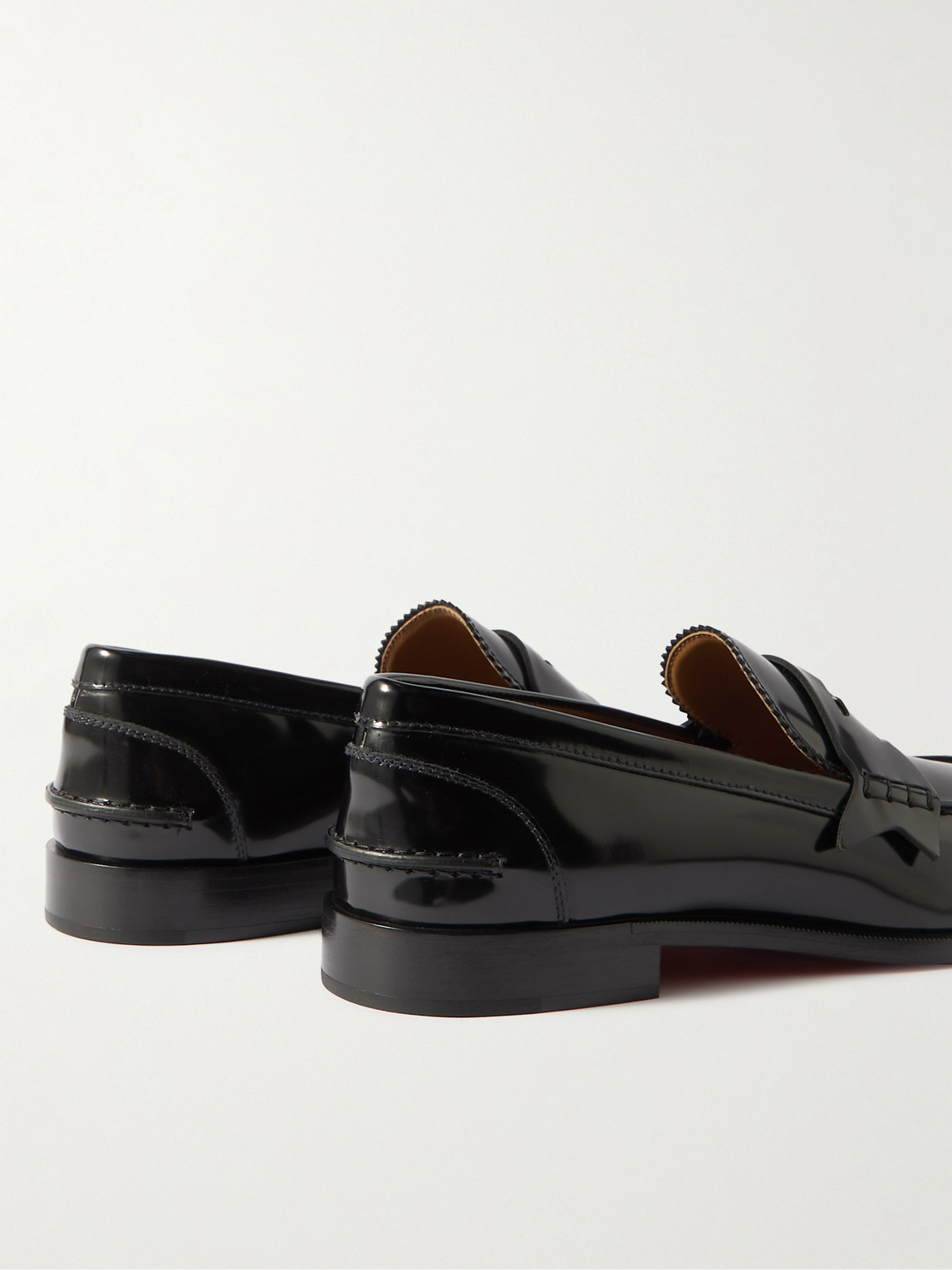 Christian Louboutin Mens Black Penny Flat Calf Abrasviato Leather Loafers In Black