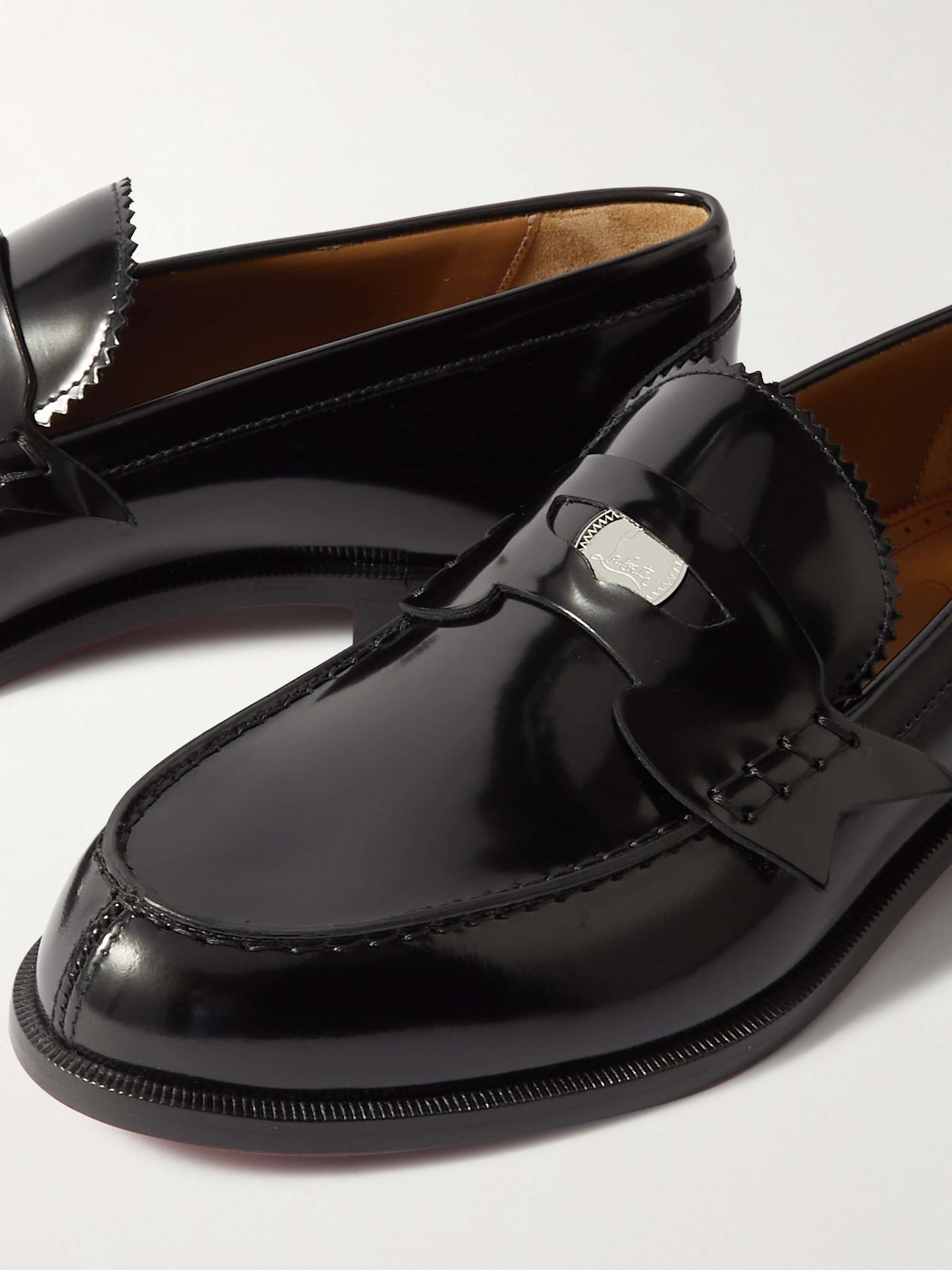 Christian Louboutin- Black patent leather slip on / loafer with