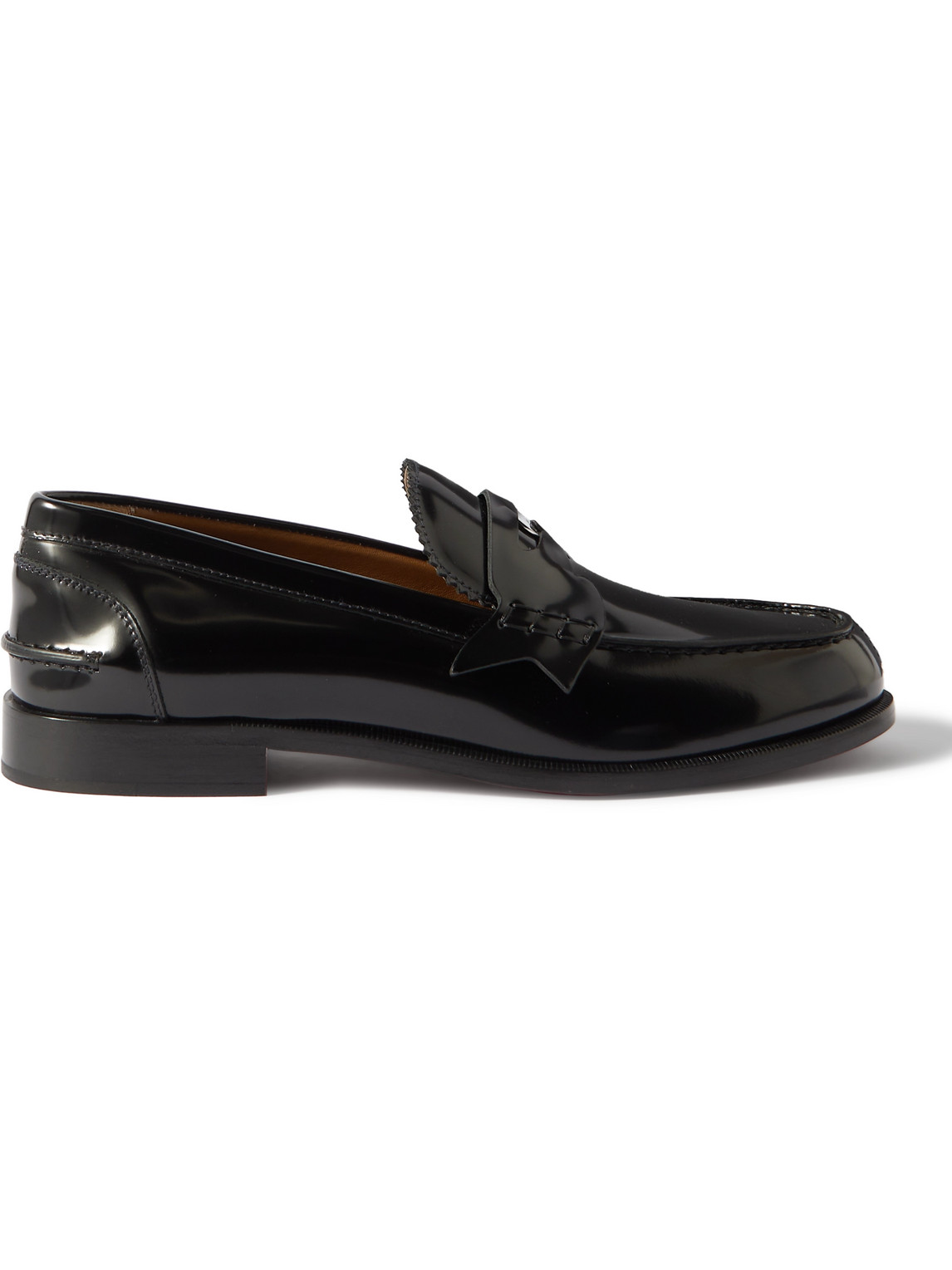 Shop Christian Louboutin Patent-leather Penny Loafers In Black