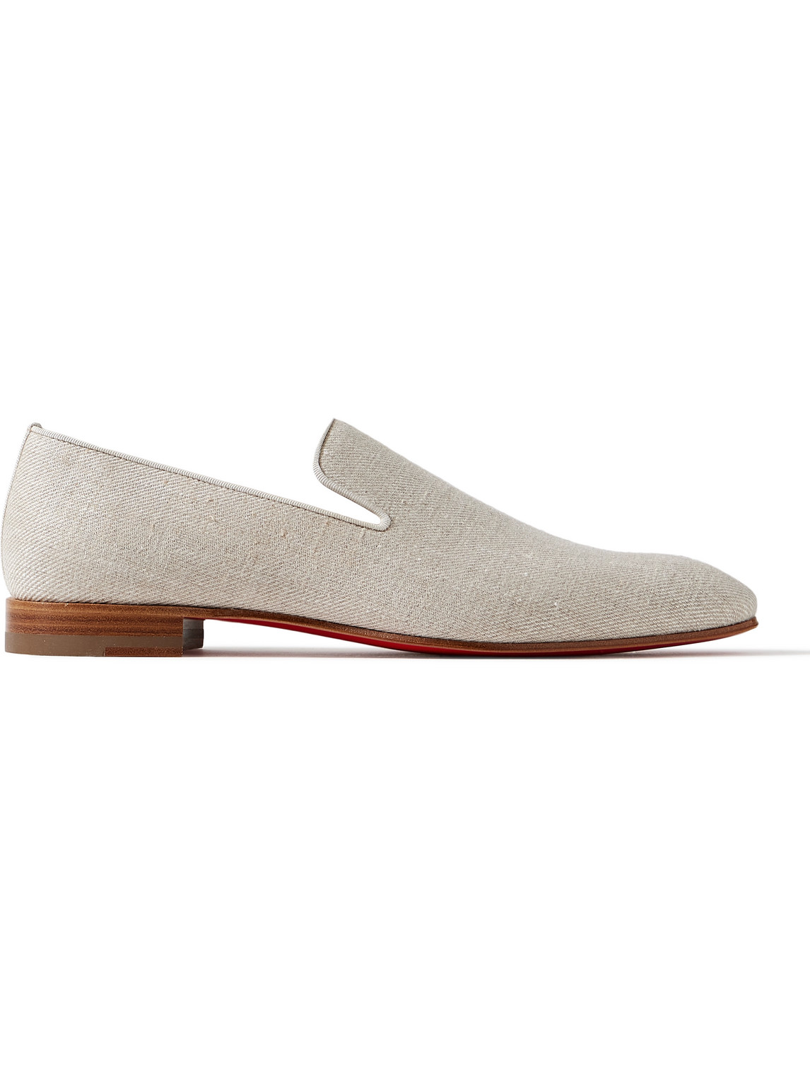 Christian Louboutin Dandelion Linen Loafers In Gray
