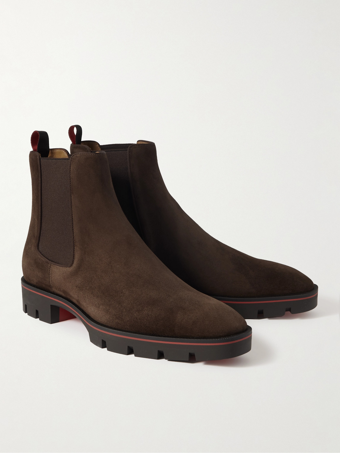 Shop Christian Louboutin Alpino Suede Chelsea Boots In Brown