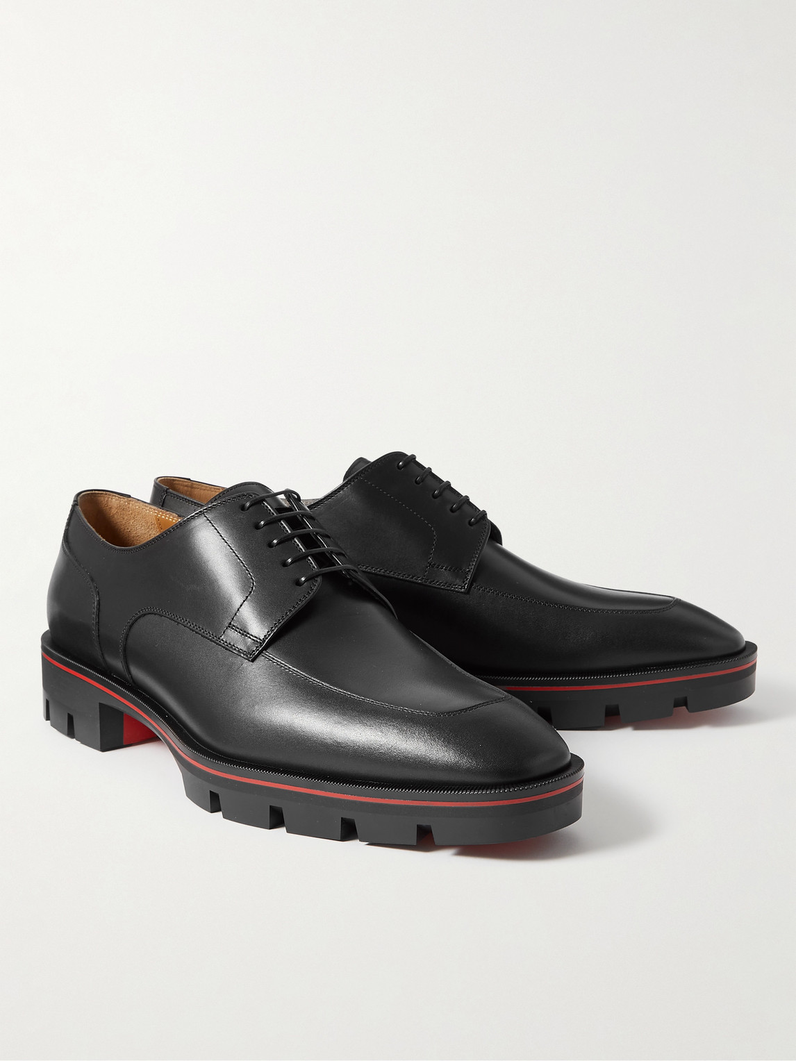 Shop Christian Louboutin Davisol Leather Derby Shoes In Black