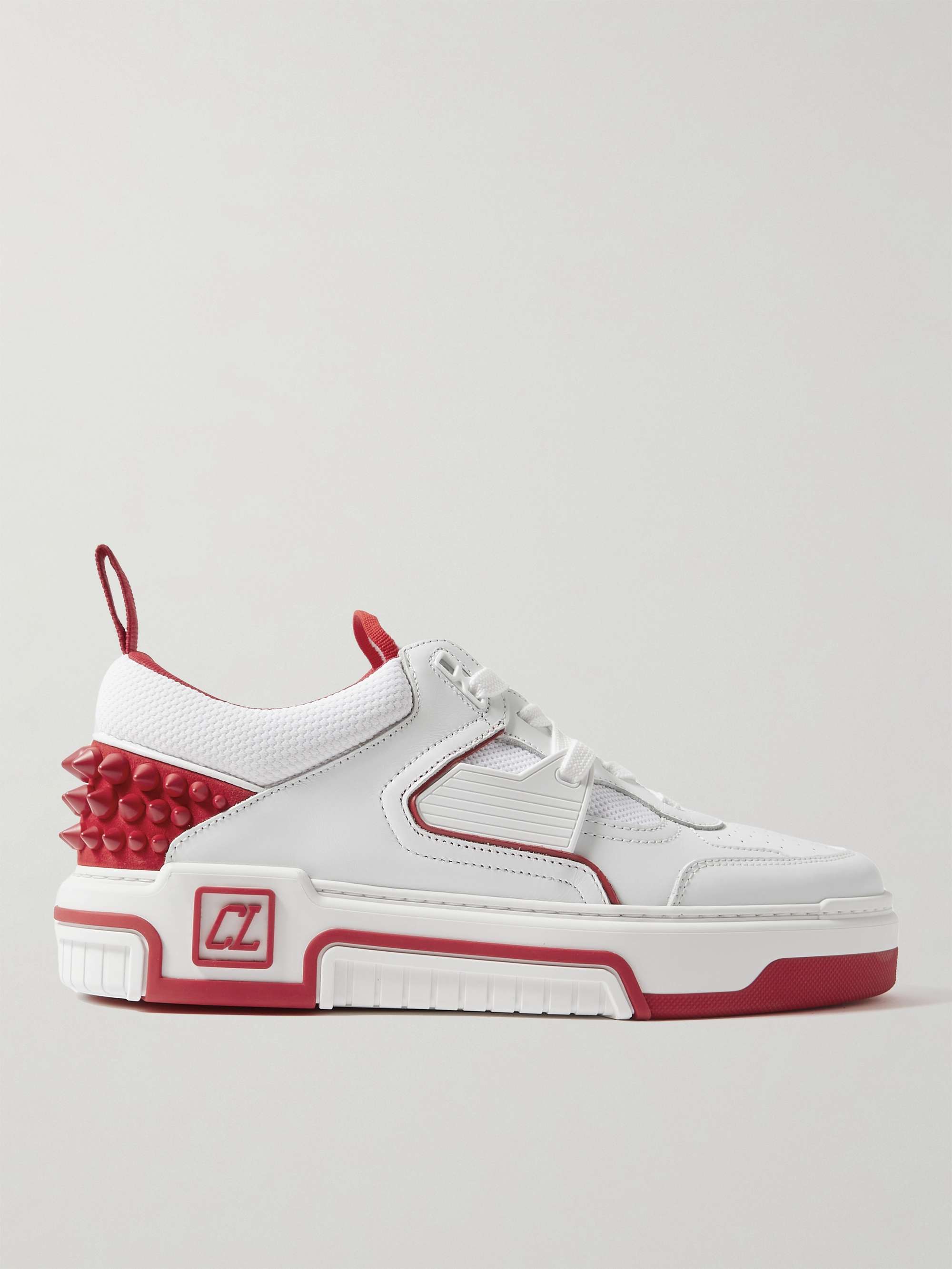 Christian Louboutin Astroloubi Spiked Leather and Mesh Sneakers
