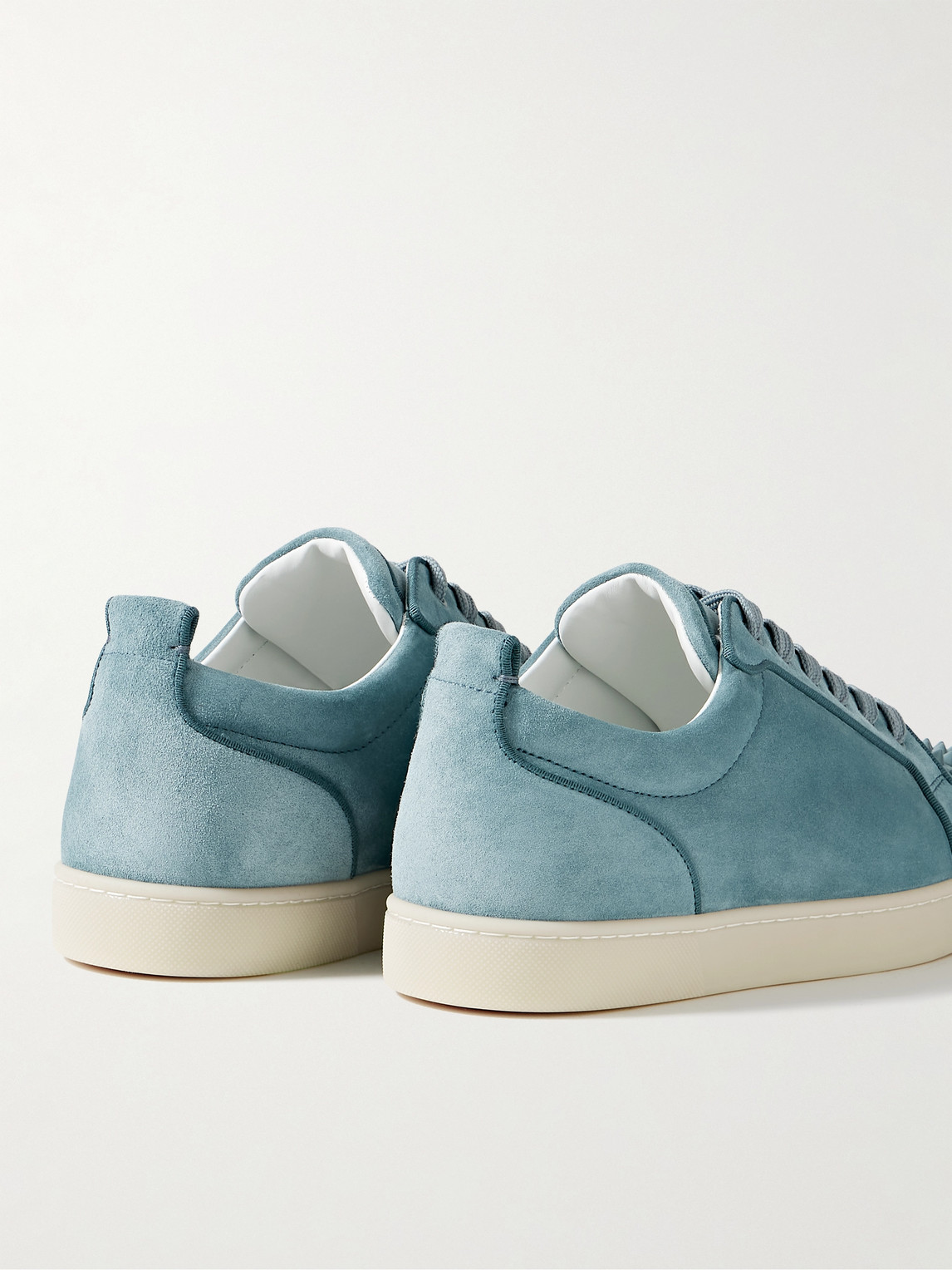 Shop Christian Louboutin Louis Junior Spiked Suede Sneakers In Blue