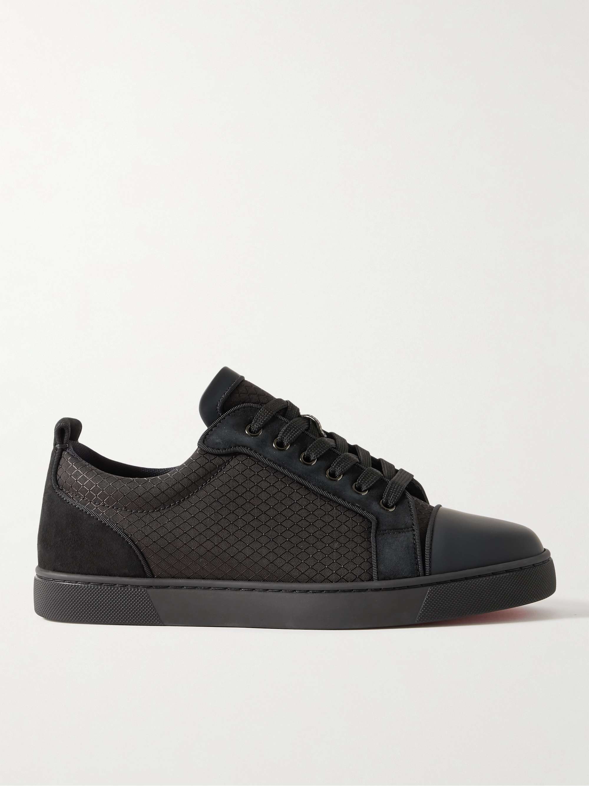 Christian Louboutin Men's Louis Junior Spikes Satin Low-Top Sneakers