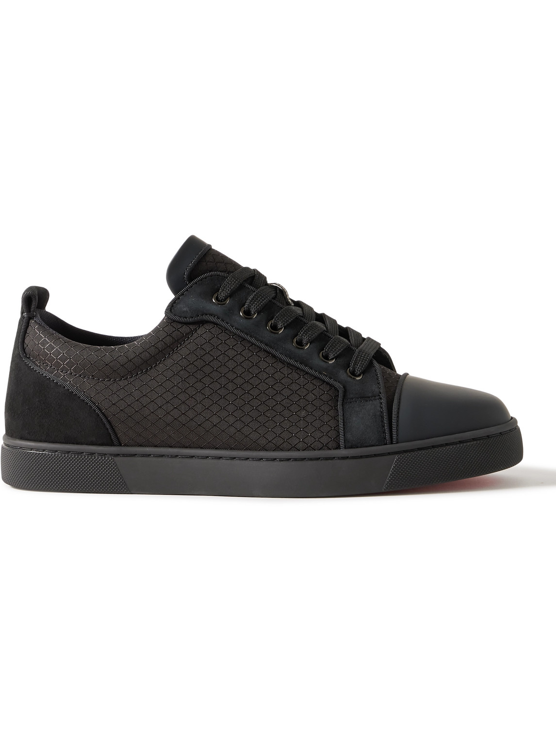 Christian Louboutin Louis Junior Suede And Leather-trimmed Ripstop Sneakers In Black