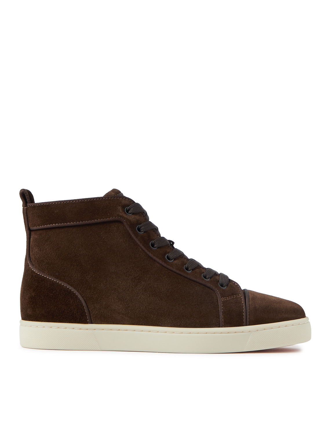 Christian Louboutin Louis Logo-embellished Suede High-top Trainers In Brown